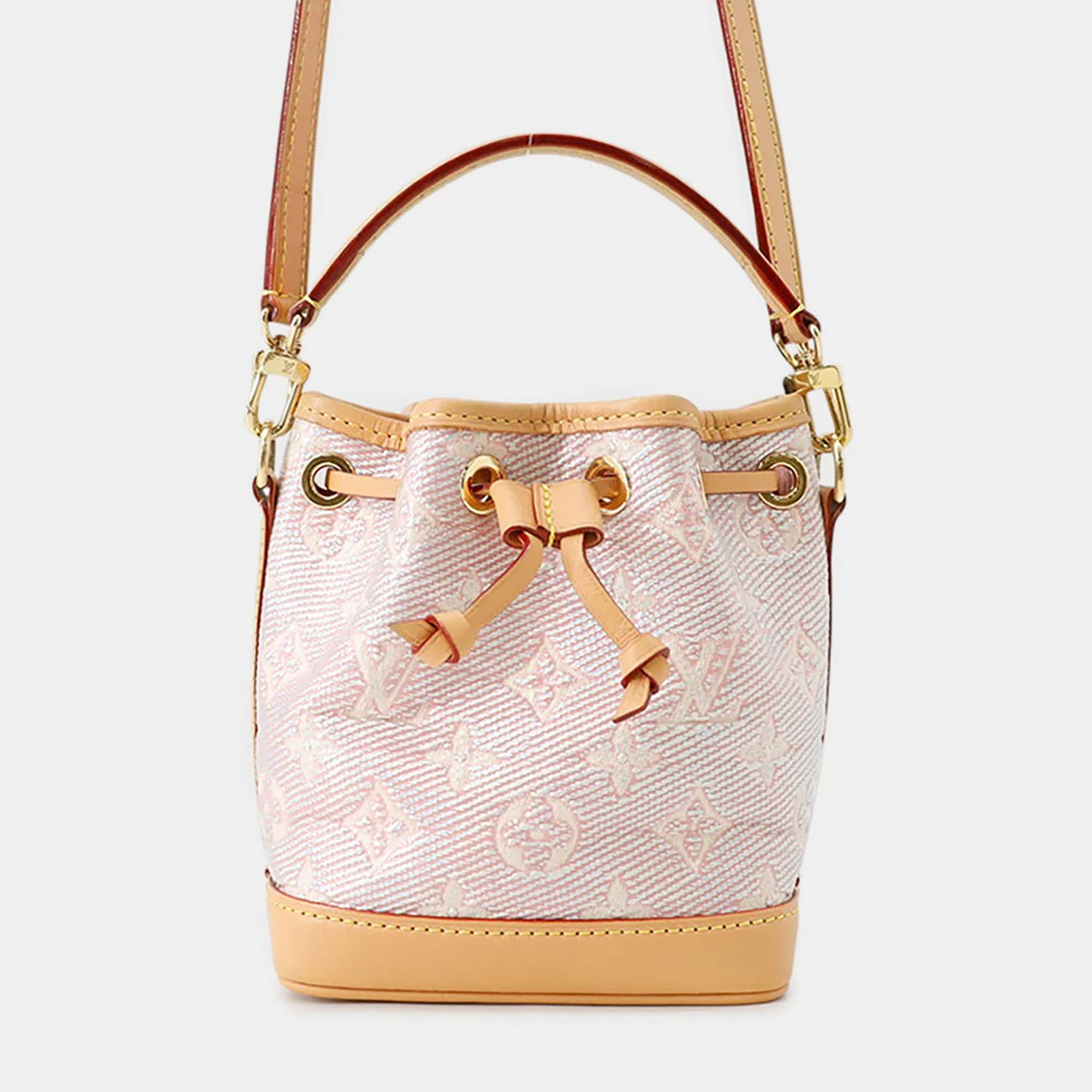 Louis Vuitton Nano Noe Pink Monogram Laminated Jacquard Top Handle Bag