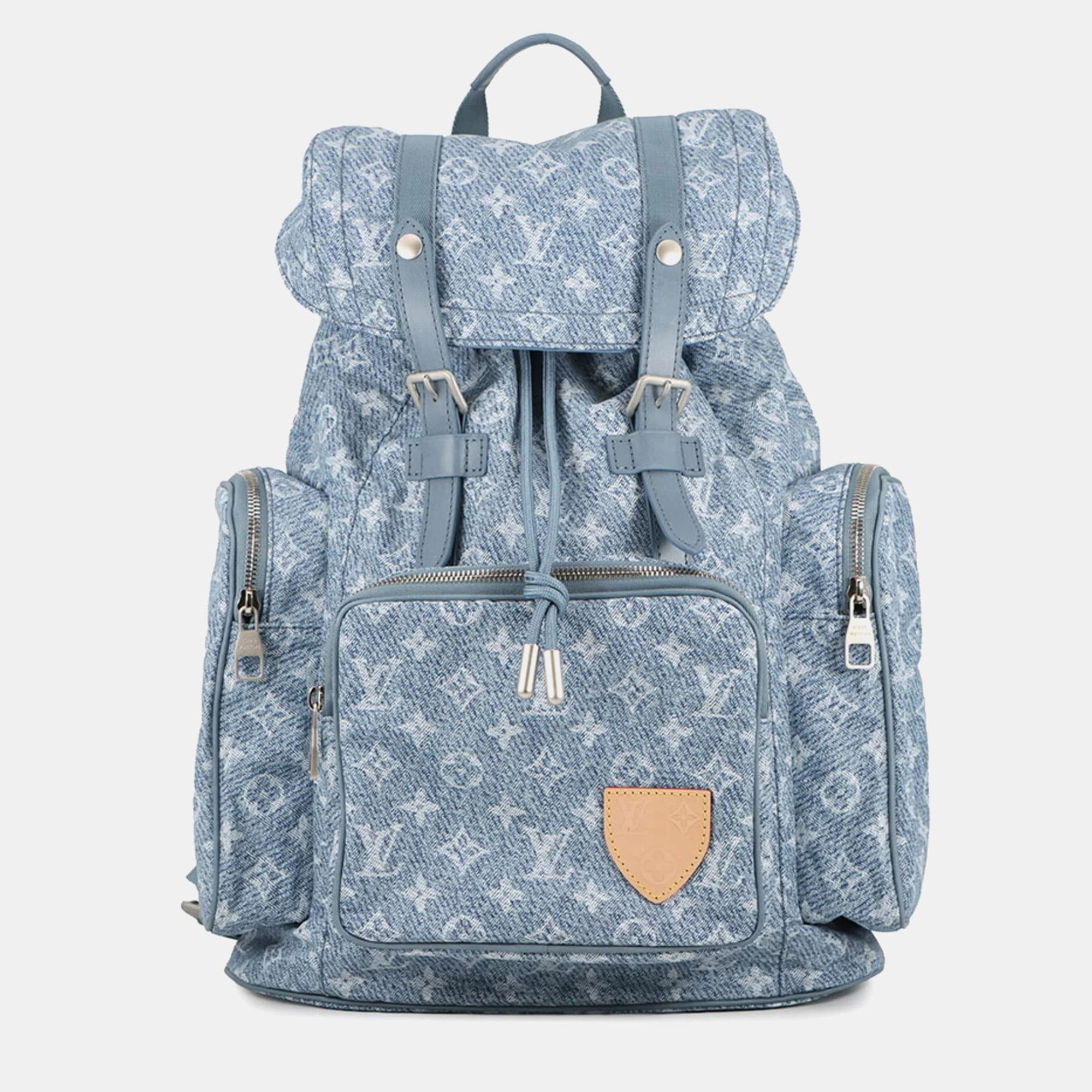 Louis Vuitton Christopher Cargo Blue Monogram Nylon Denim Backpack Bag