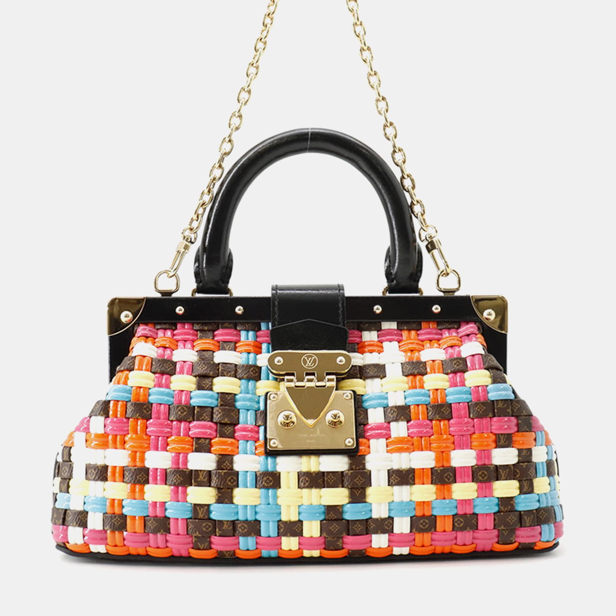 Louis Vuitton Monogram Clutch PM Multicolor Vinyl Monogram Canvas Leather Top Handle Bag