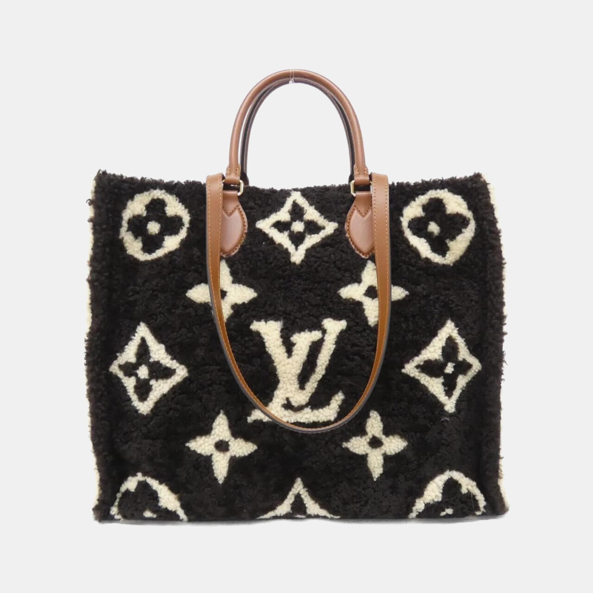 Louis Vuitton Monogram Teddy OnTheGo GM Brown Shearling Leather Tote Bag