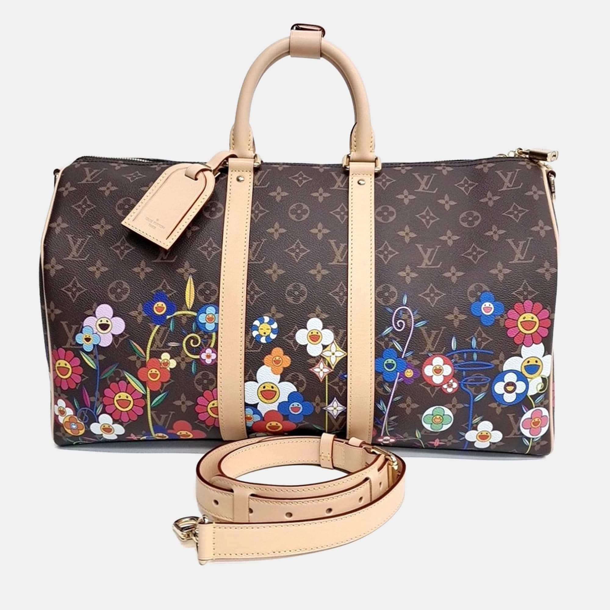 Louis Vuitton Keepall Bandouliere 45 Brown Monogram Canvas Leather Travel Bag