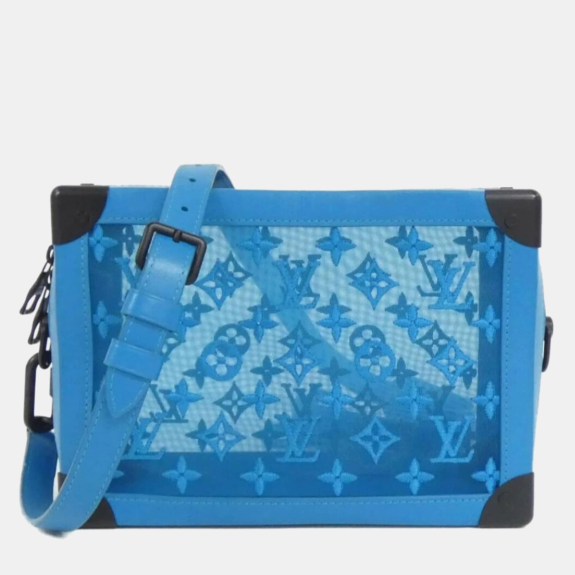 Louis Vuitton Soft Trunk Monogram Mesh Turquoise Nylon Leather Shoulder Bag