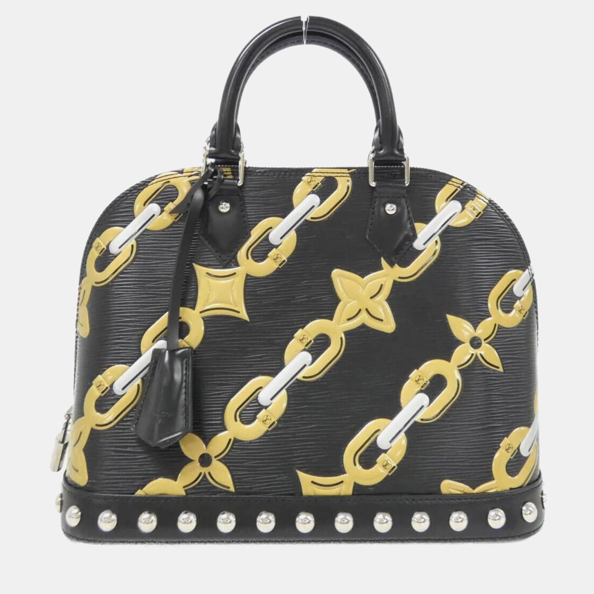Louis Vuitton Limited Edition Chain Flower Print Epi Leather Alma PM Top Handle Bag