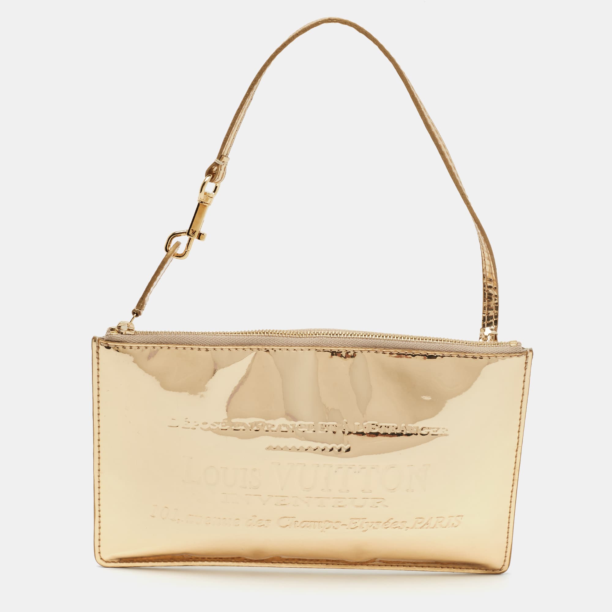 Louis Vuitton Inventeur Gold Miroir Pochette Plat Bag