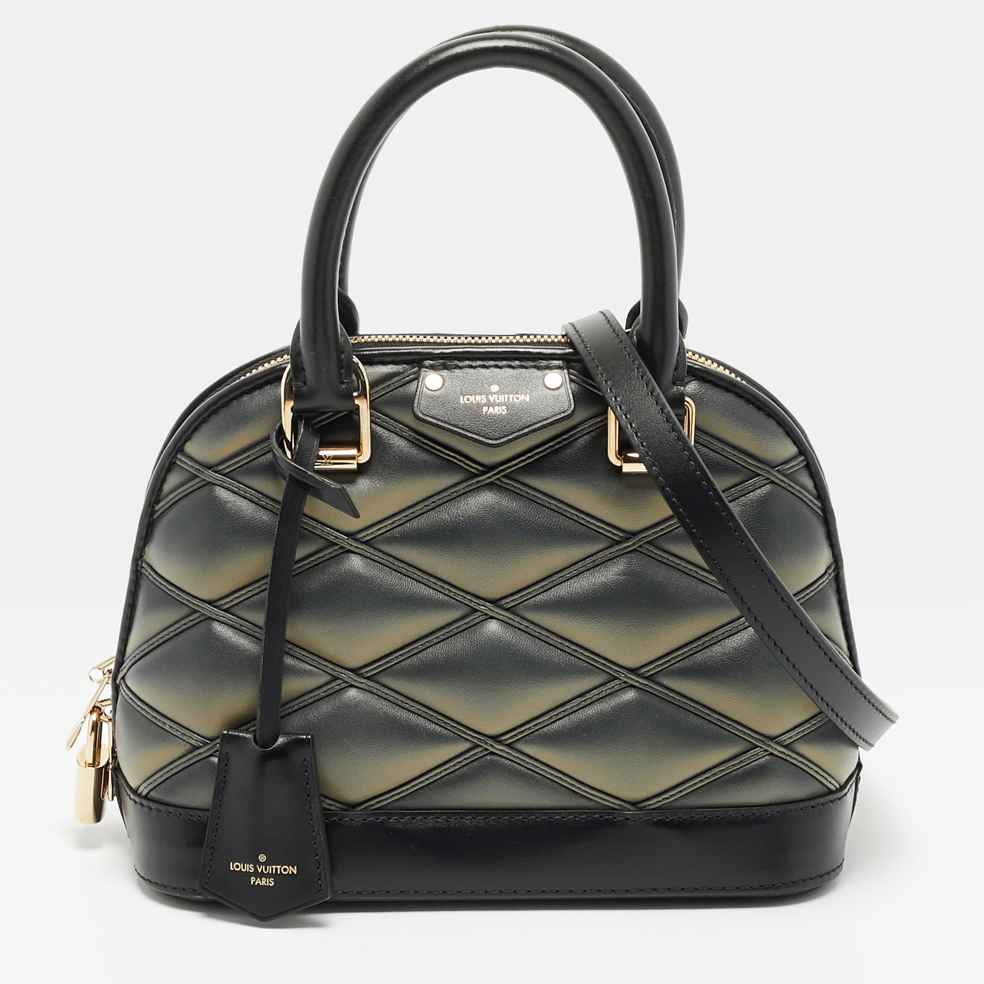 Louis Vuitton Malletage Alma BB Black/Beige Leather Bag