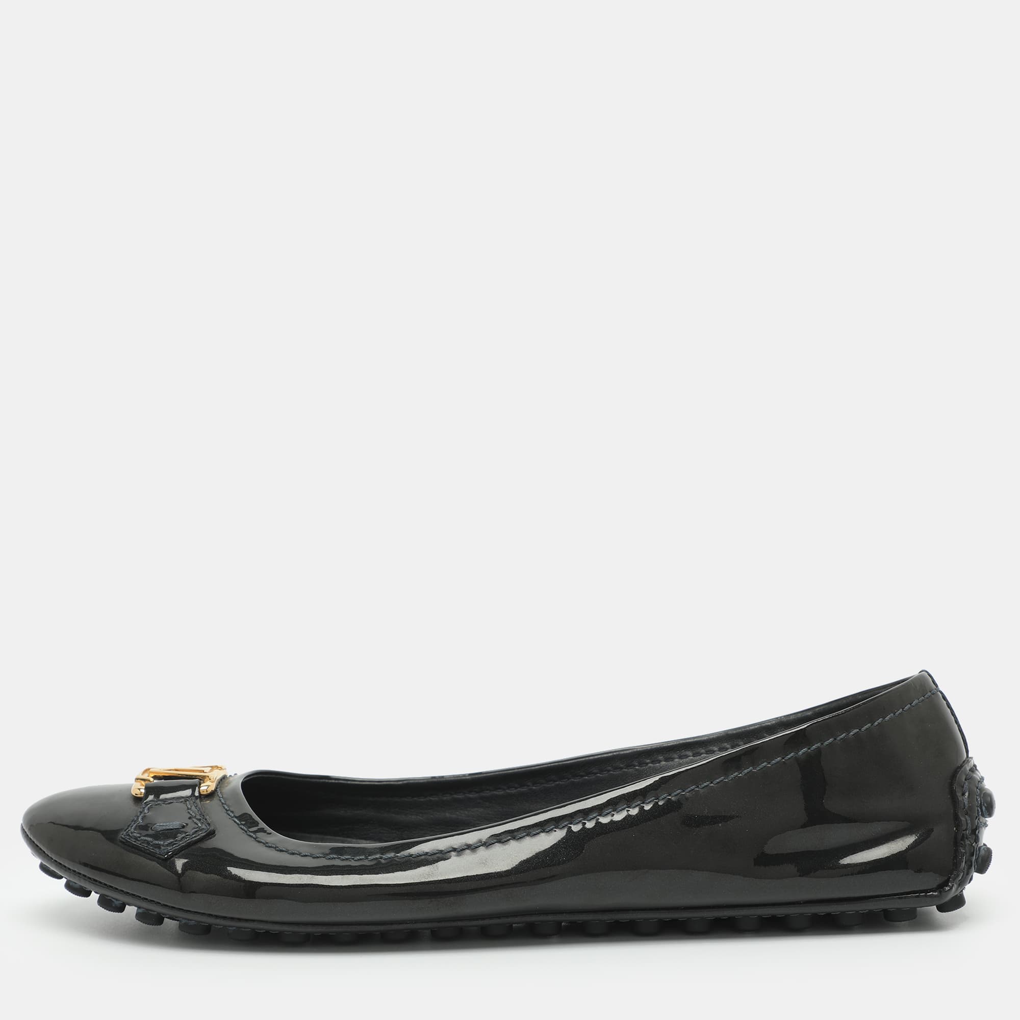 Louis Vuitton Oxford Size 41 Dark Green Patent Leather Ballet Flats