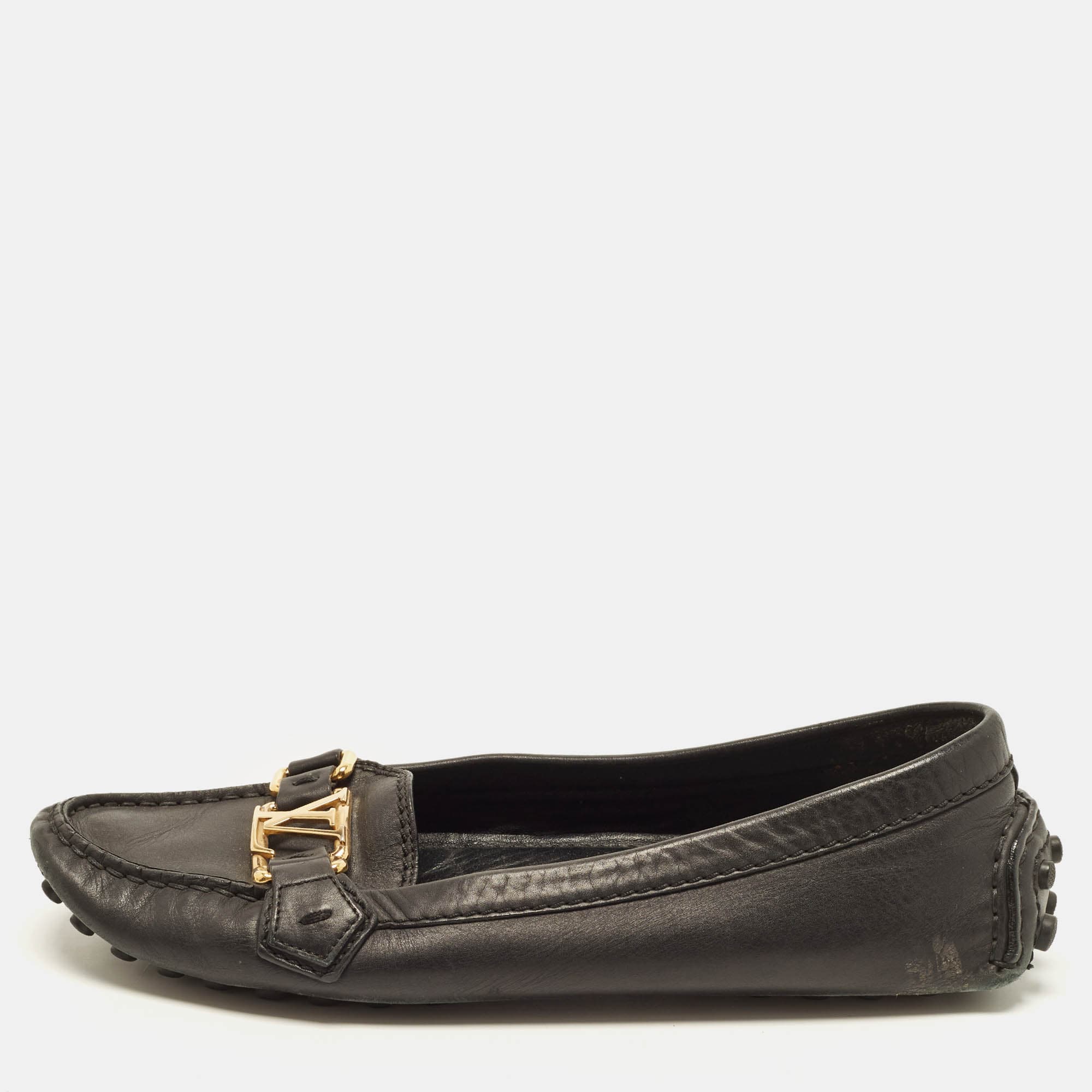 Louis Vuitton Oxford Size 37 Black Leather Loafers