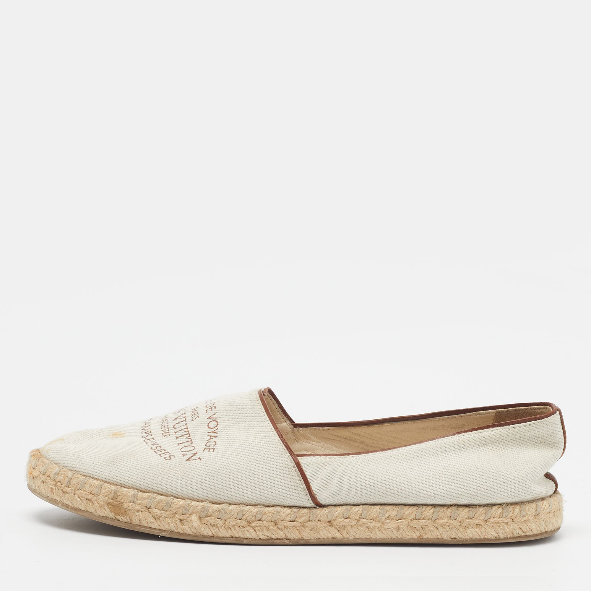 Louis Vuitton Articles De Voyage Size 37 Cream Canvas Espadrille Flats