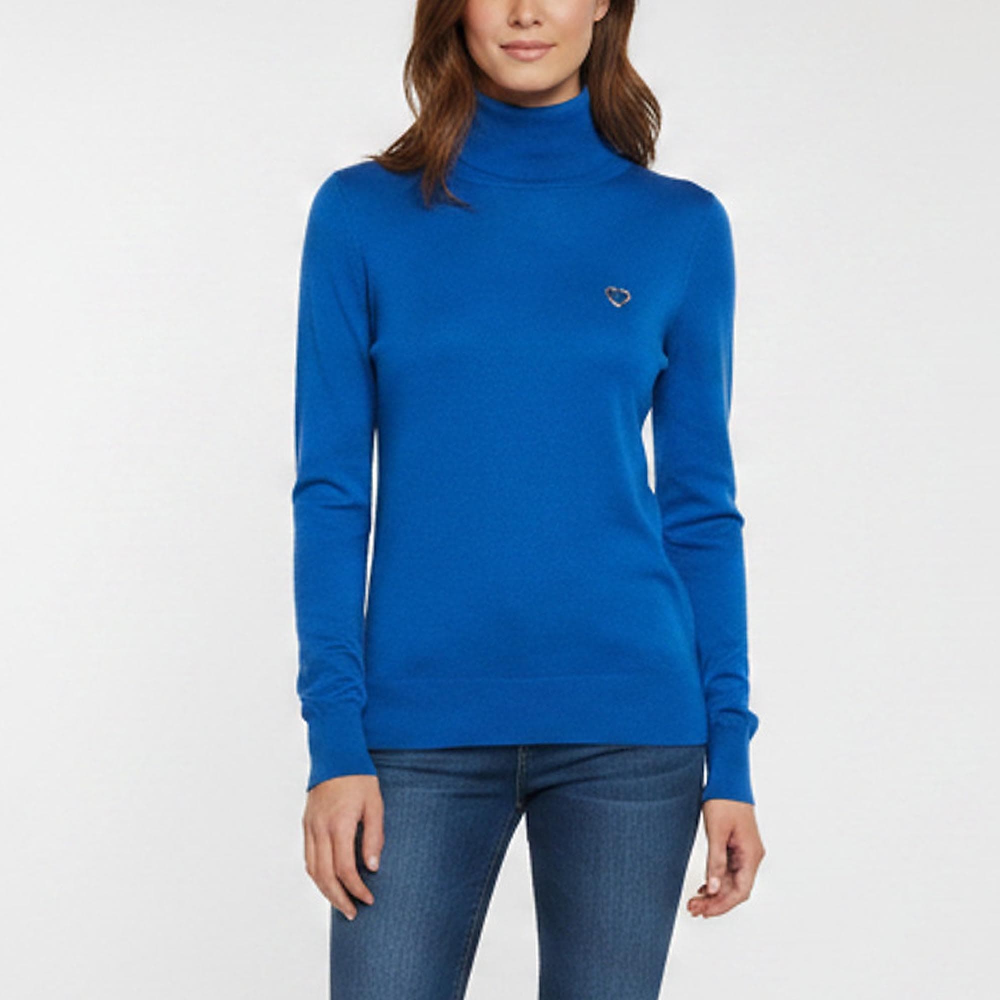 Love Moschino Blue Knitted Turtleneck Sweater S