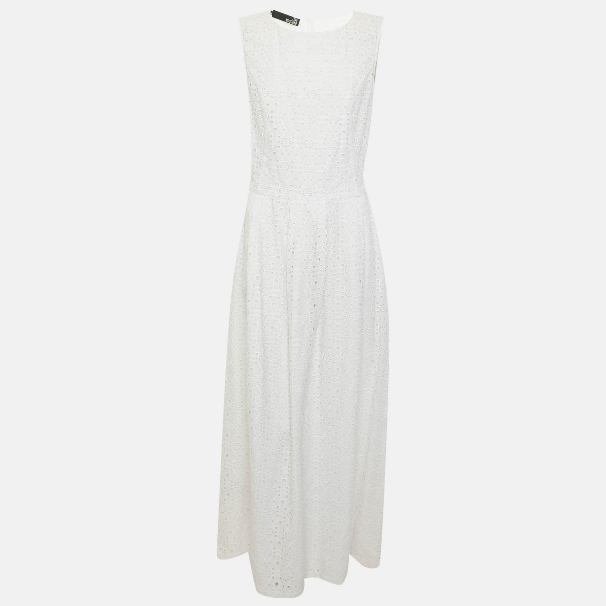 Love Moschino White Lace Maxi Dress S