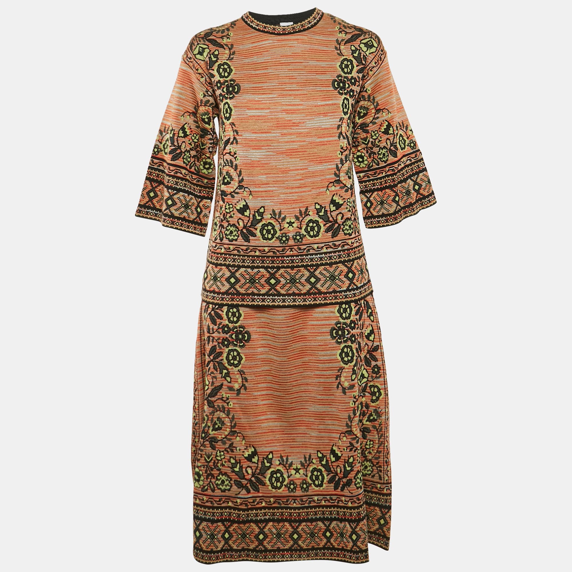 طقم تنورة ميدي وتوب تريكو بنقشة متعددة الألوان من م Missoni بمزيج صوف مقاس متوسط/صغير