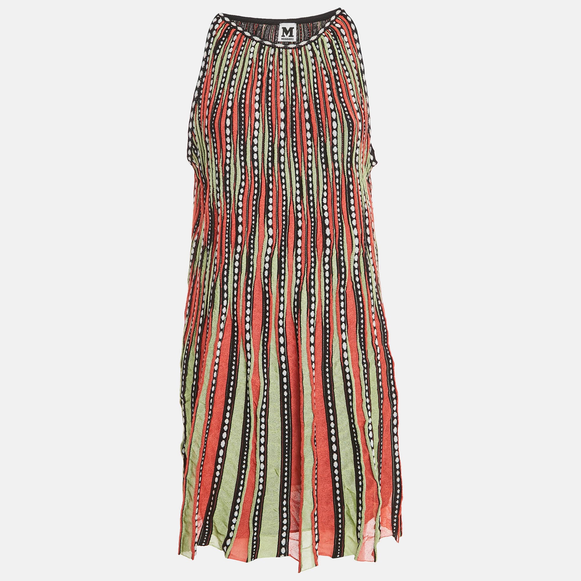 M Missoni Multicolor Patterned Knit Sleeveless Mini Dress L