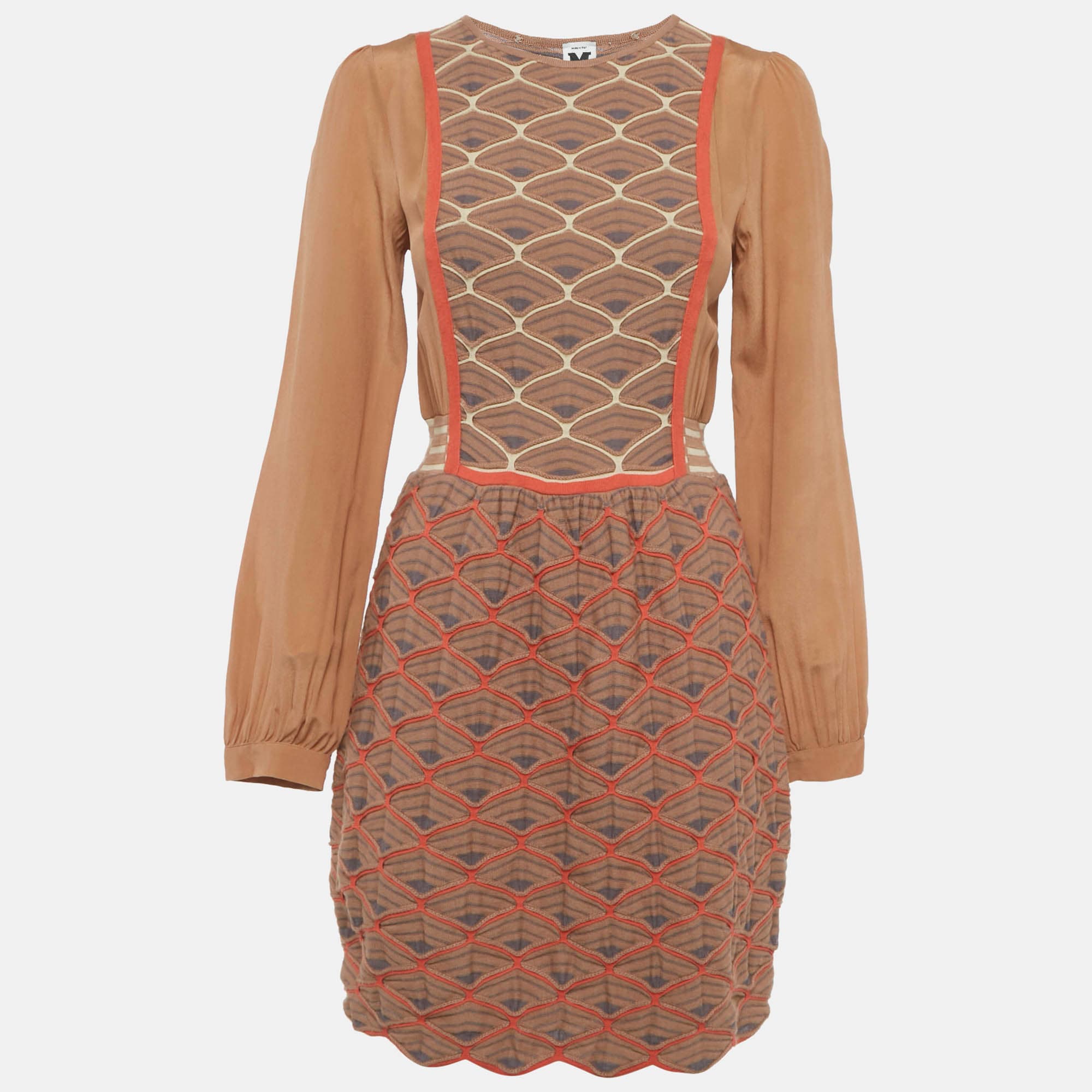 M Missoni Brown Patterned Knit Mini Dress M