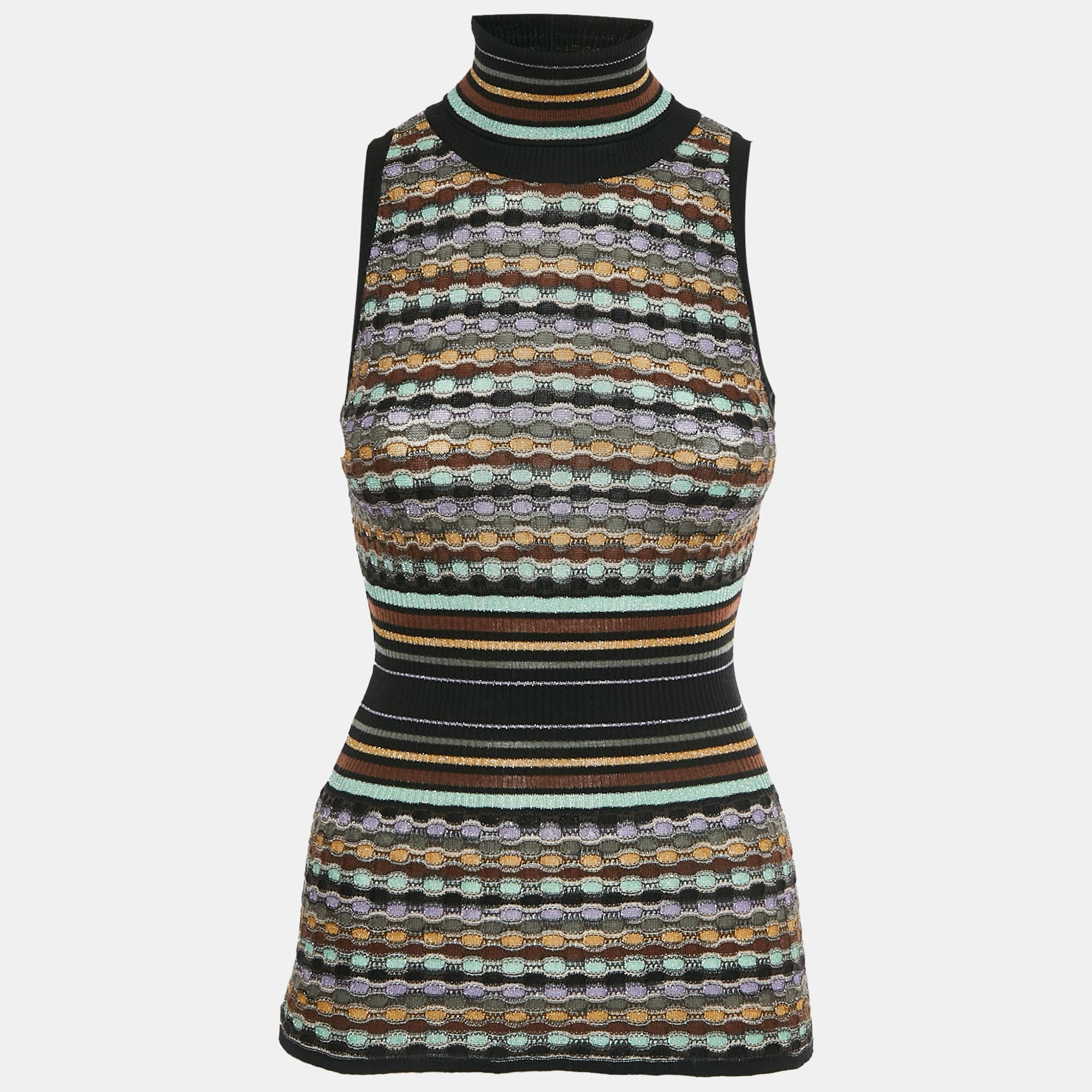M Missoni Black Lurex Knit Sleeveless Top S