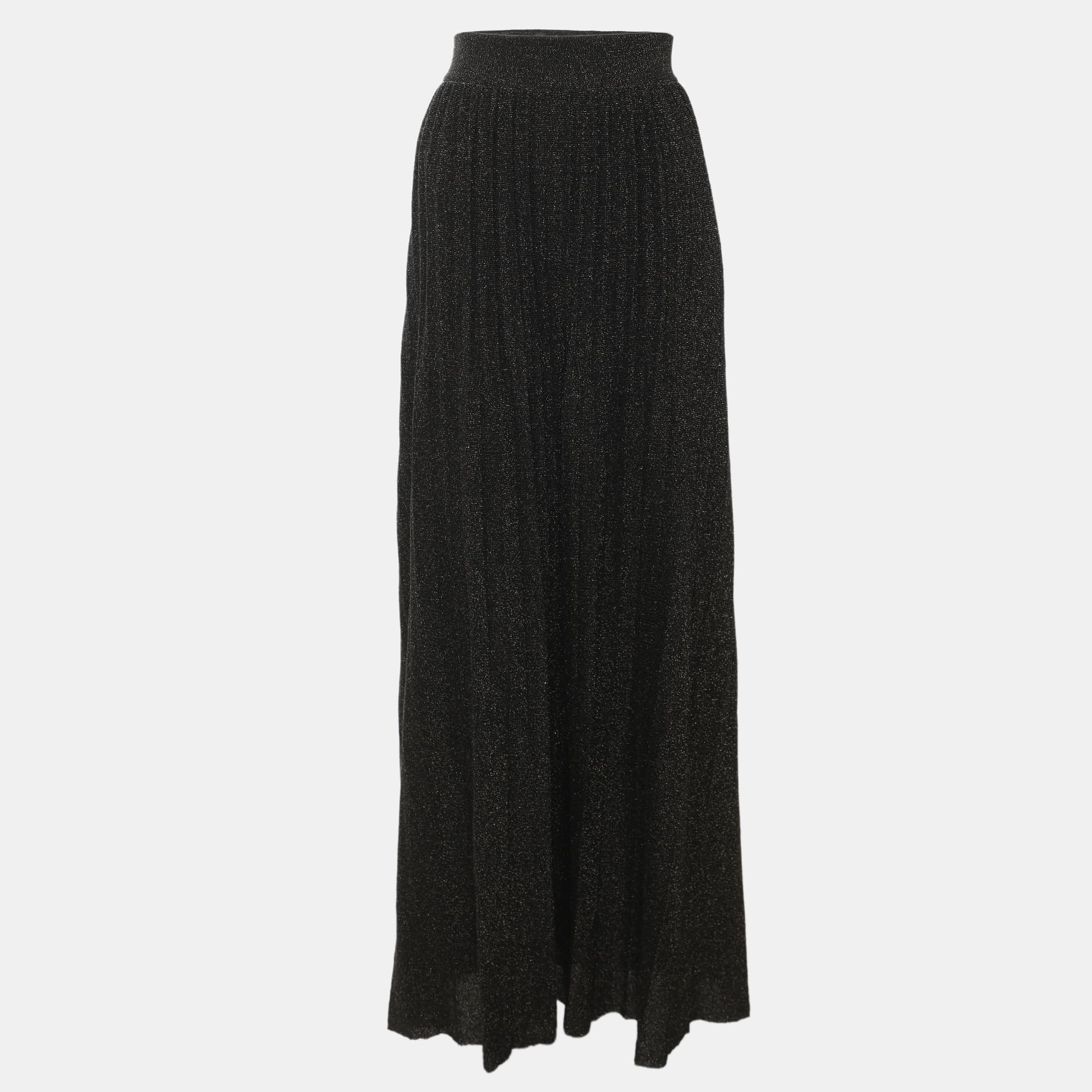 M Missoni Metallic Black Lurex and Knit Maxi Skirt L
