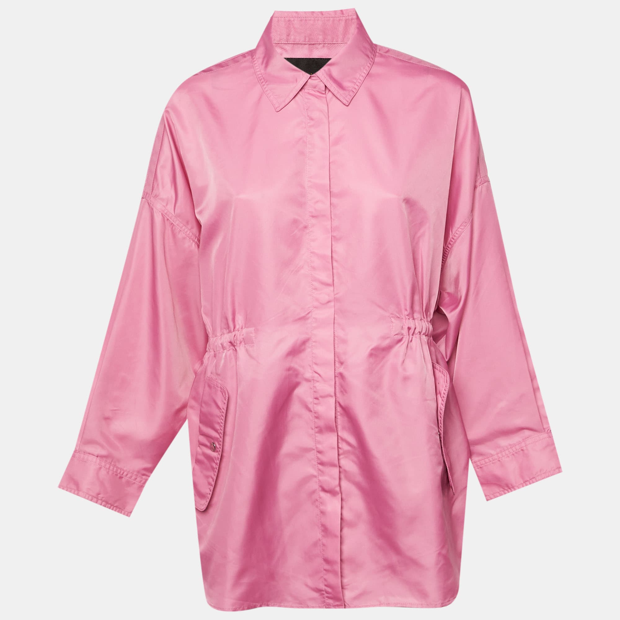 Maje Pink Nylon Oversized Windbreaker Shirt S