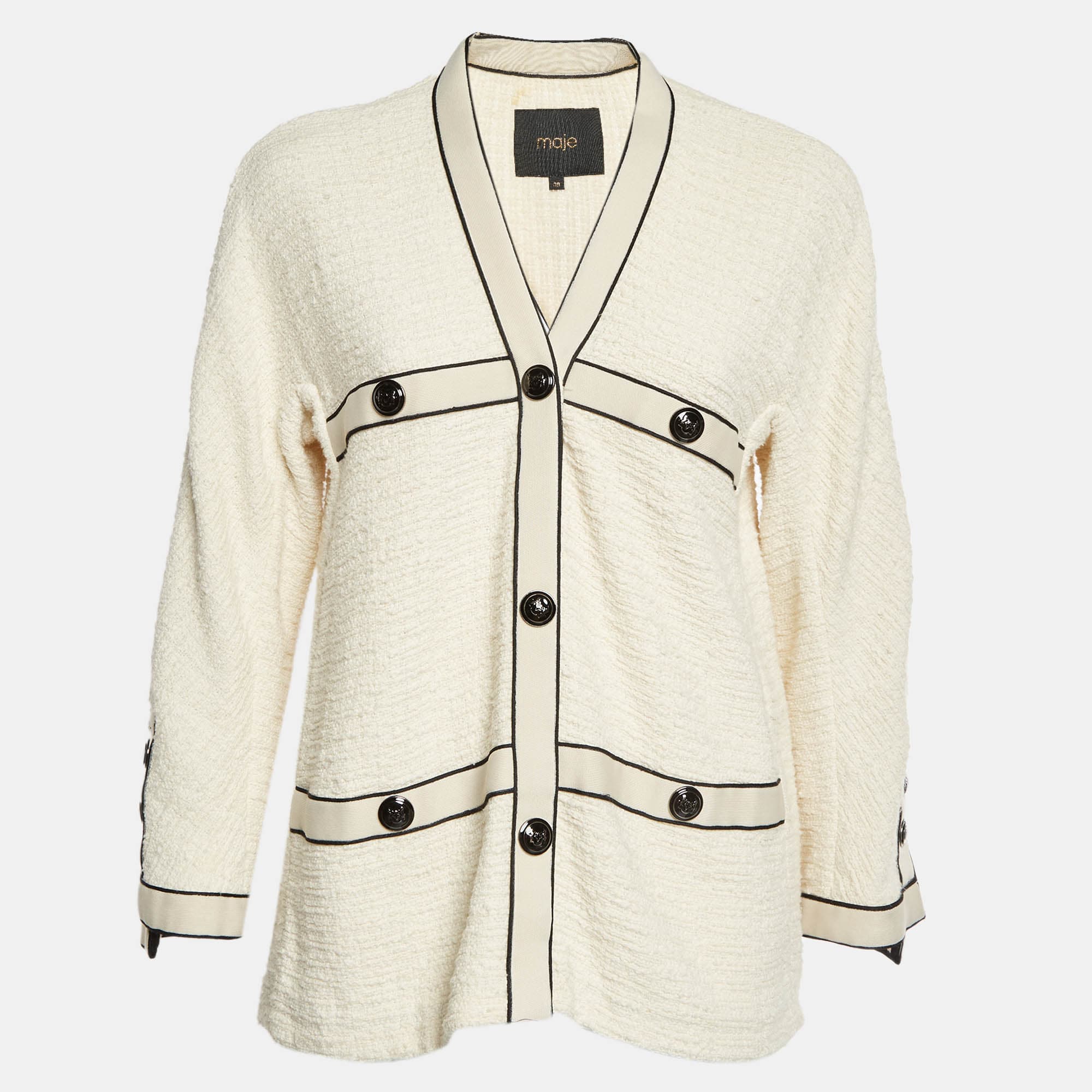 Maje Beige Tweed Voppy Cardigan Jacket M