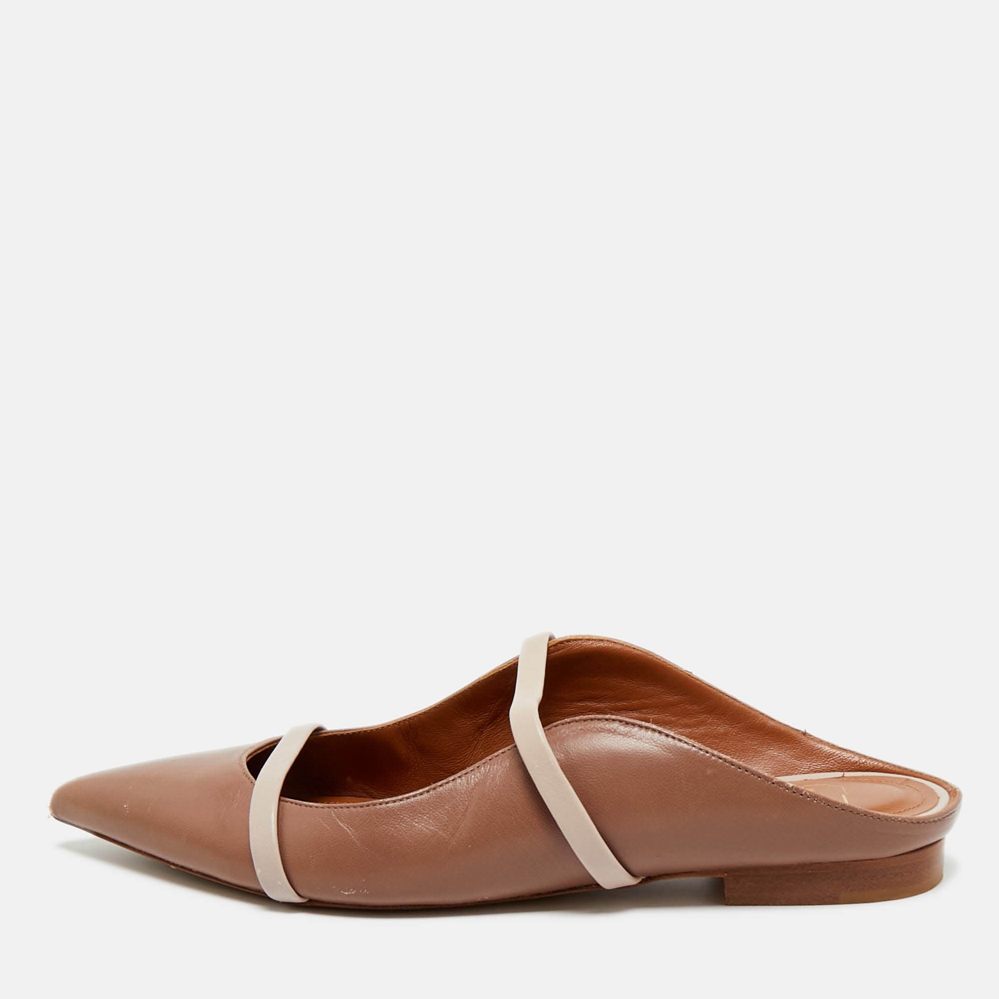 Malone Souliers Cream/Beige Leather Maureen Mule Sandals Size 37