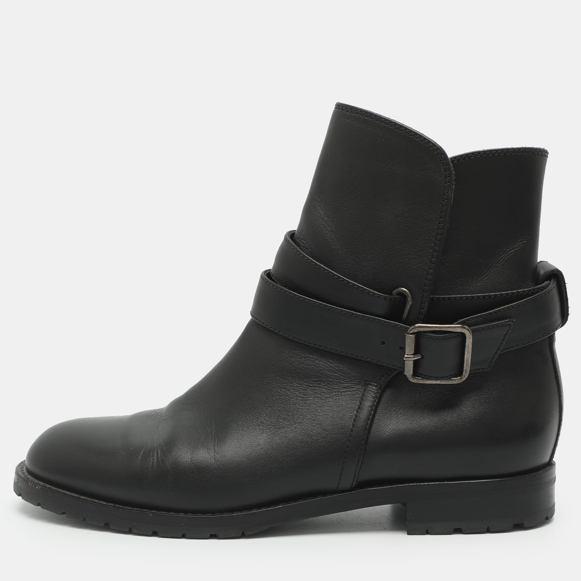 Manolo Blahnik Size 37 Black Leather Mid Calf Boots