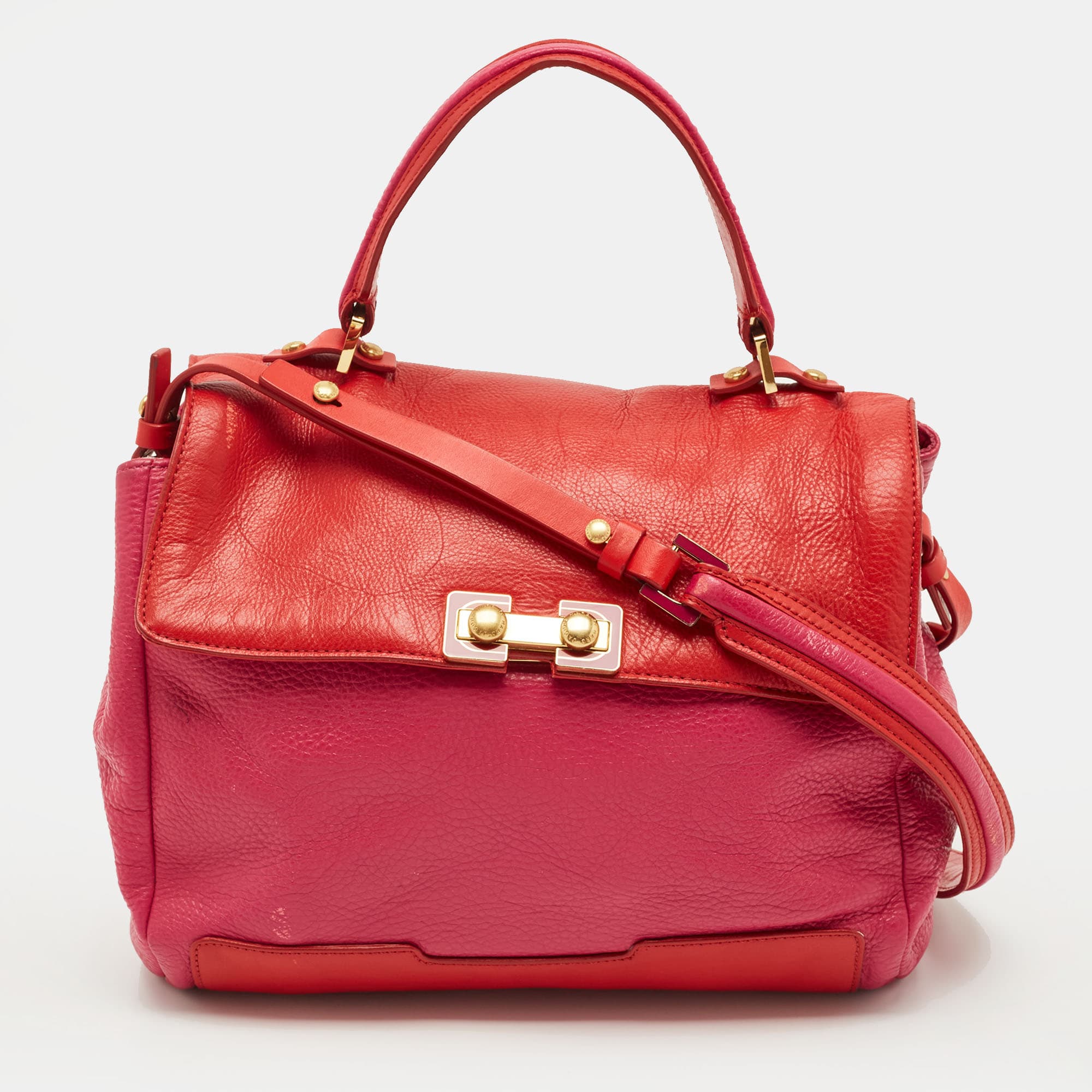 Marc By Marc Jacobs Red/Fuchsia Leather Bob’s Memphis Top Handle Bag