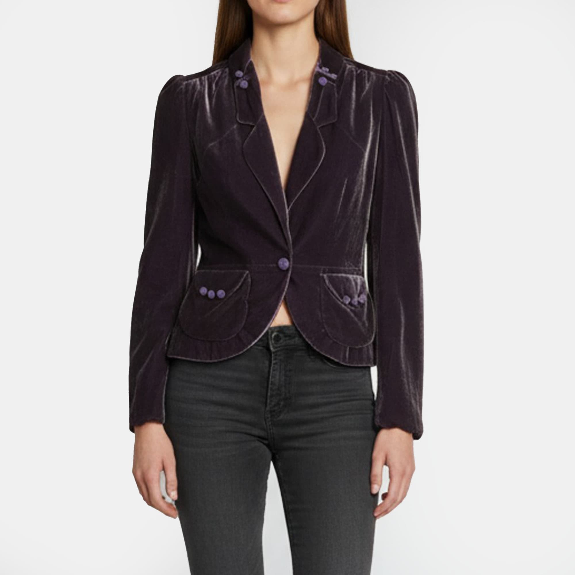 Marc Jacobs Purple Velvet Long Sleeve Blazer S