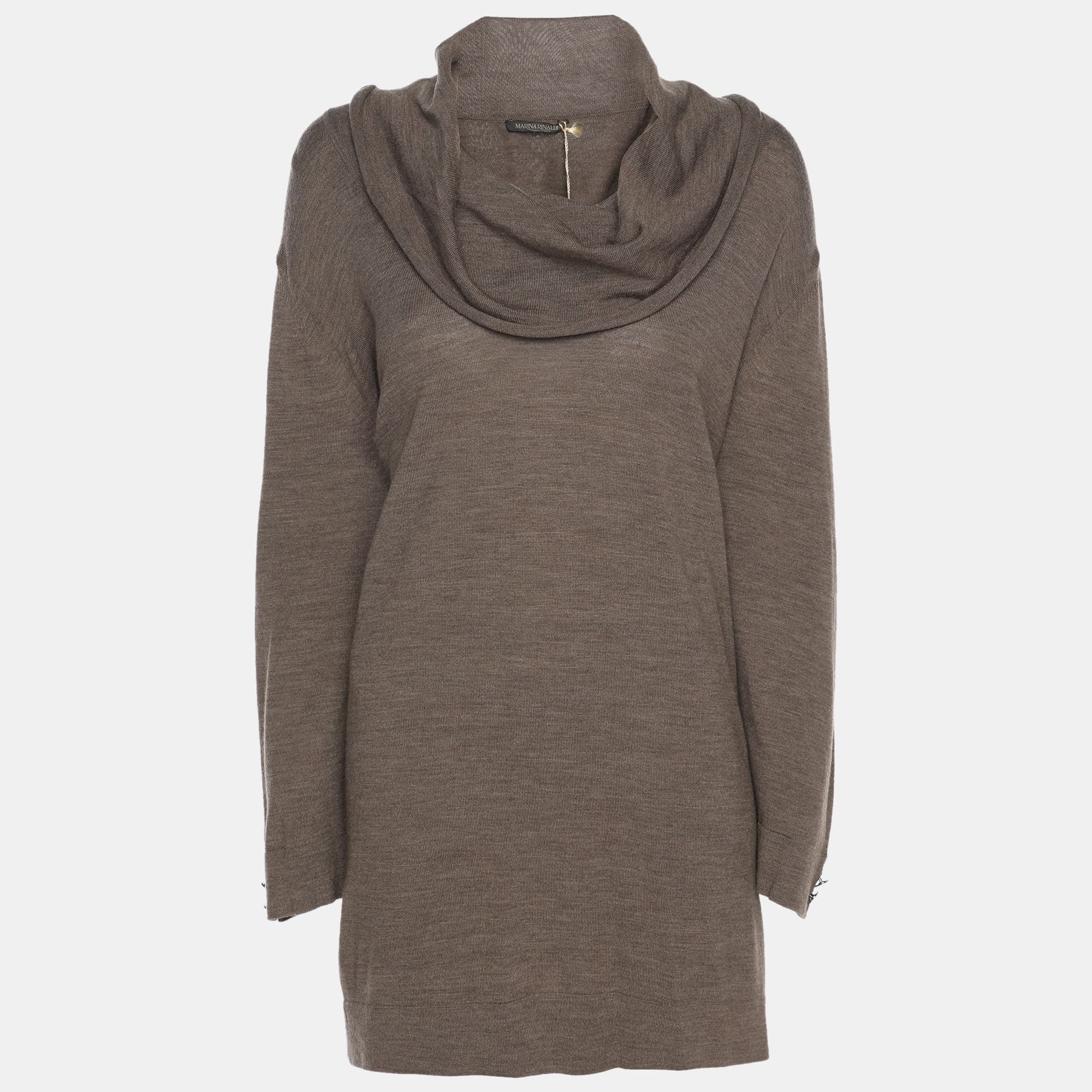 Marina Rinaldi Brown Wool Knit High Neck Sweater L