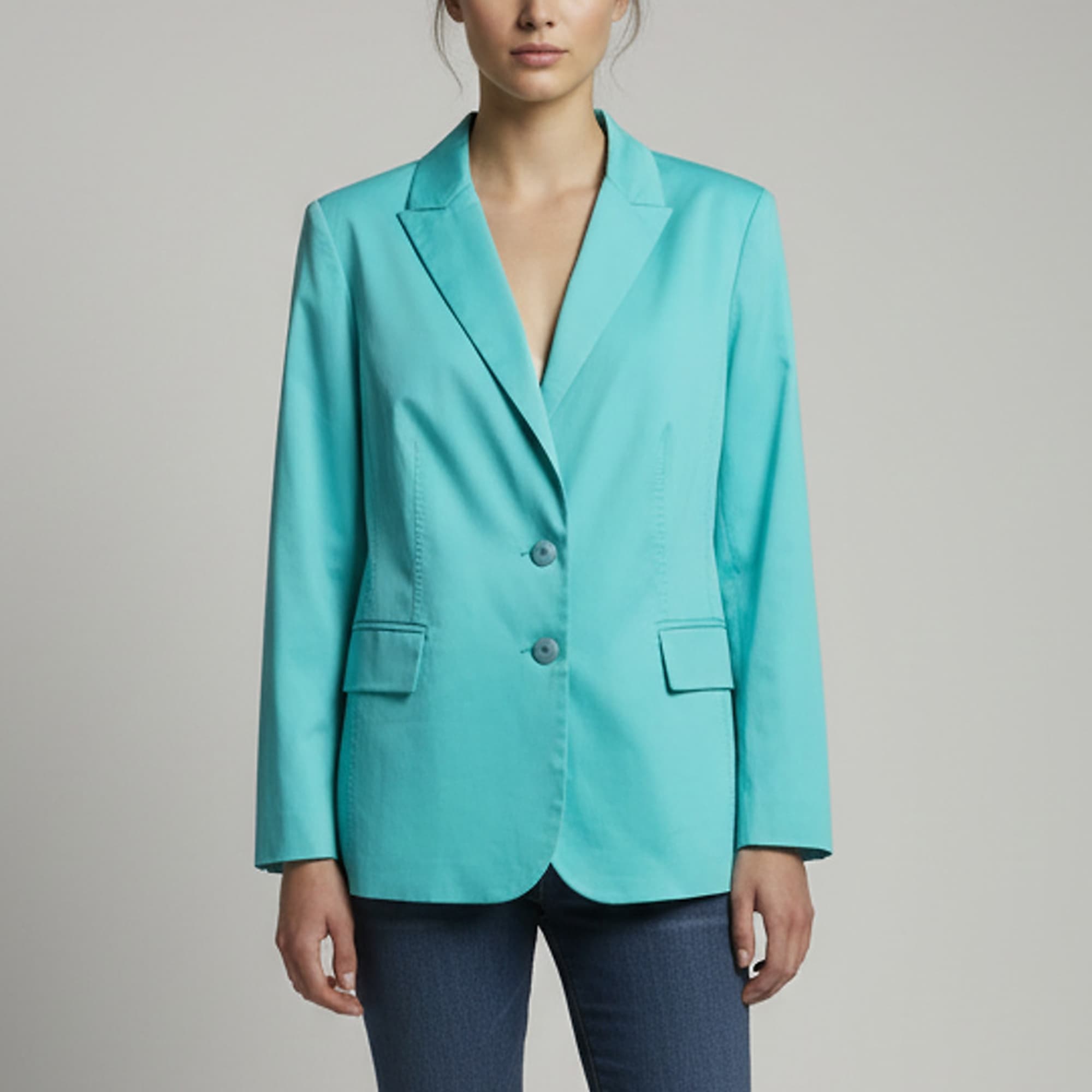 Marina Rinaldi Green Sateen Long Sleeve Fitted Blazer M