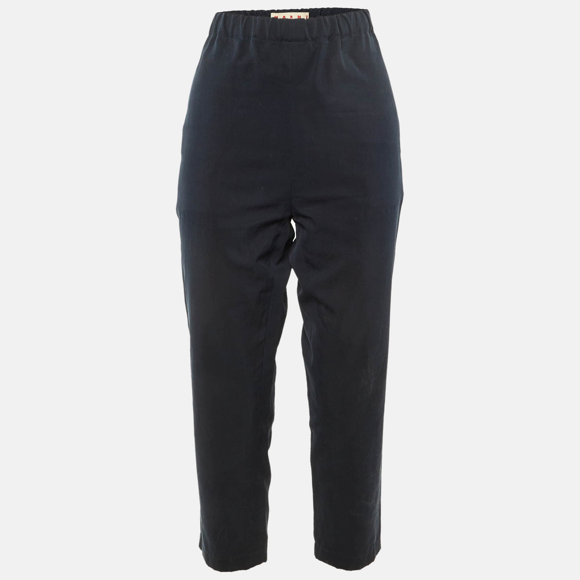 Marni Navy Blue Cotton Elastic Waist Pants M