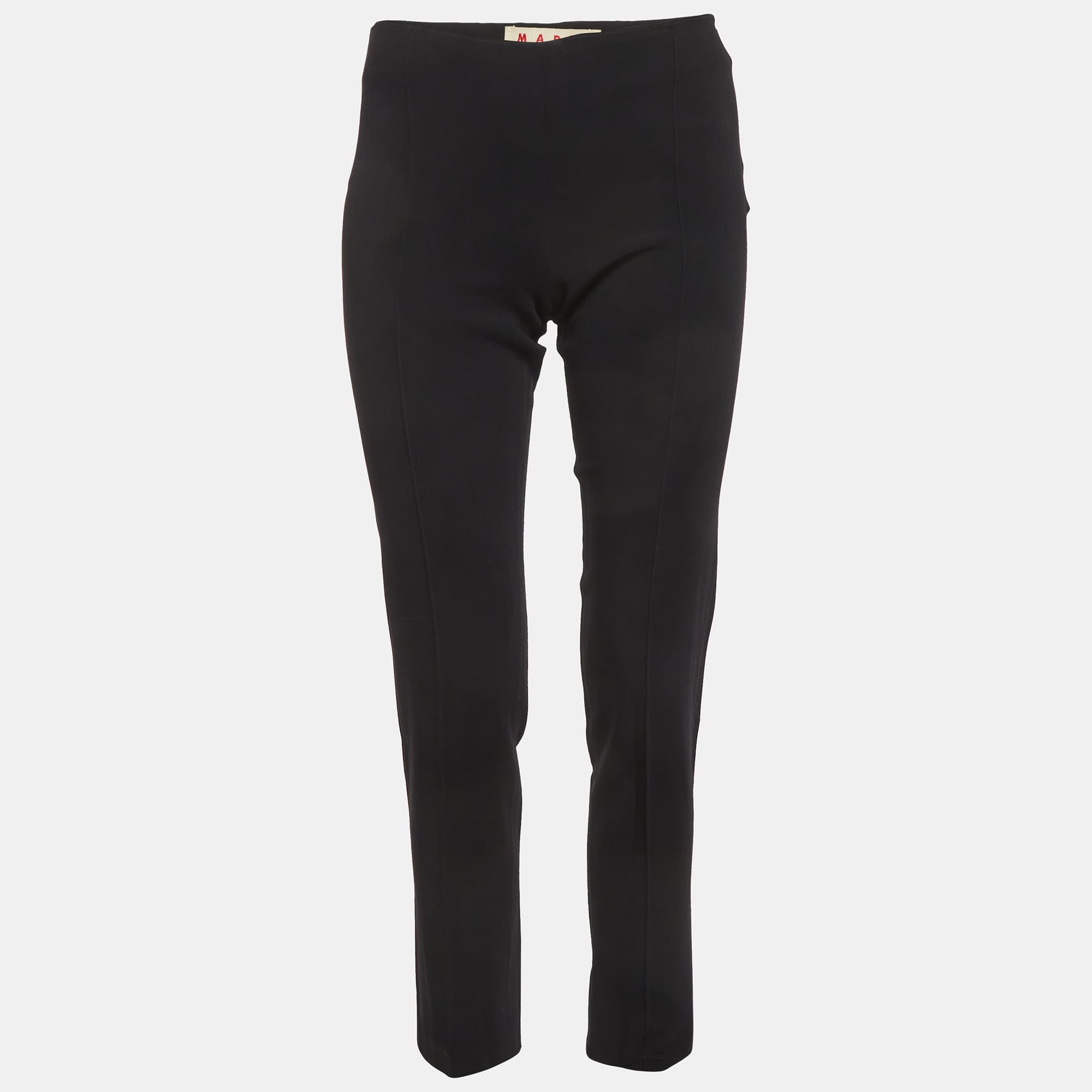 Marni Black Stretch Crepe Tailored Trousers S