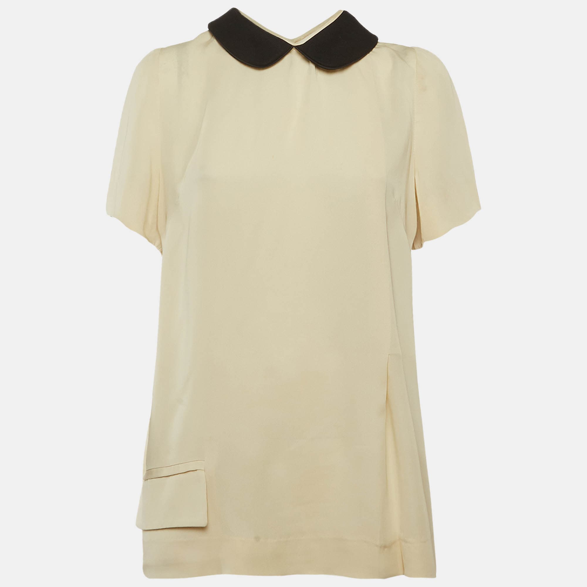 Marni Beige Crepe Collared Top M