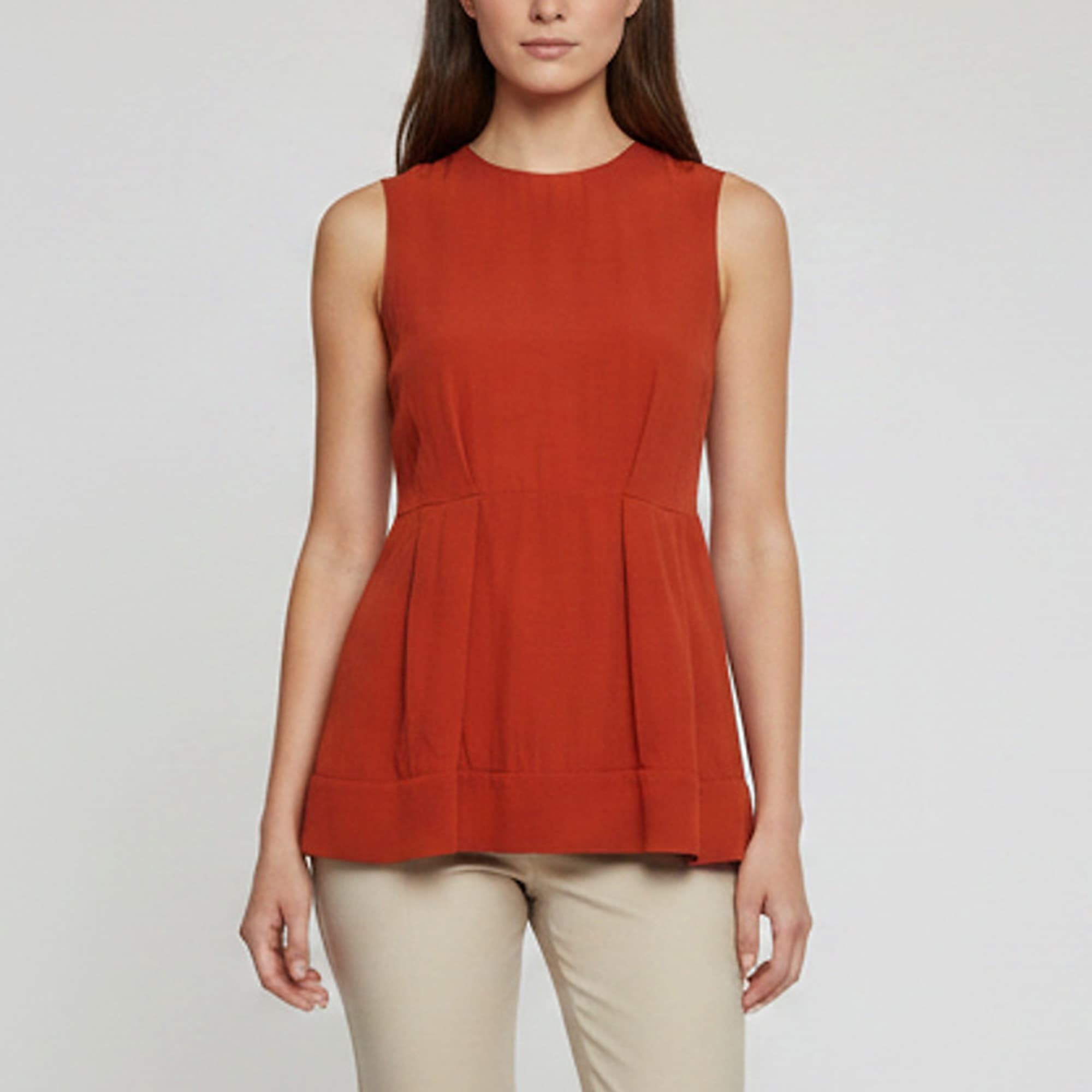 Marni Orange/Black Crepe Sleeveless Tunic Top S