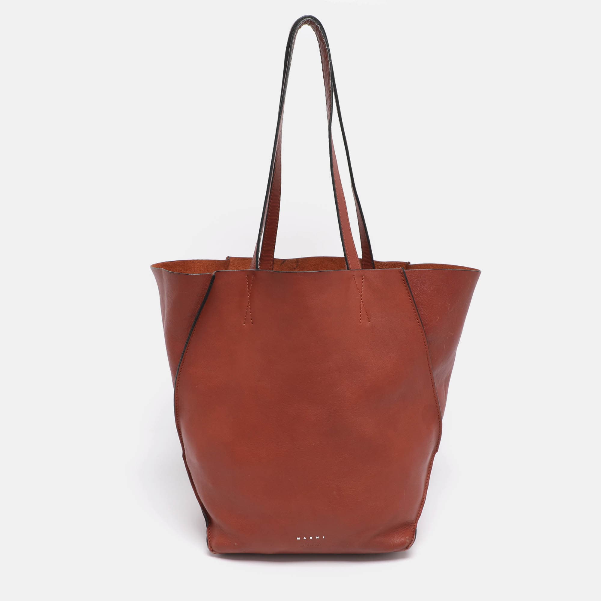 Marni Brown Leather Tote Bag