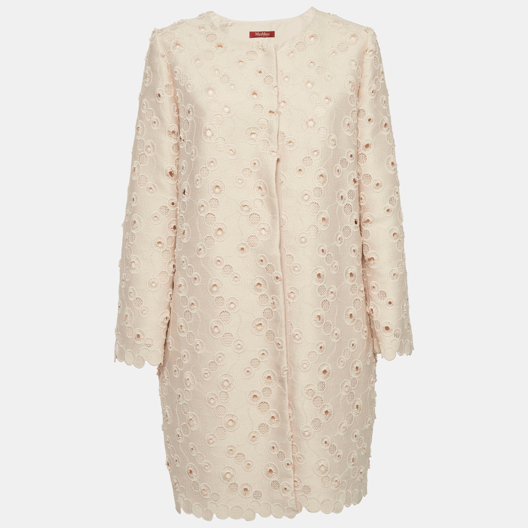 Max Mara Studio Pink Embroidered Cotton Coat L