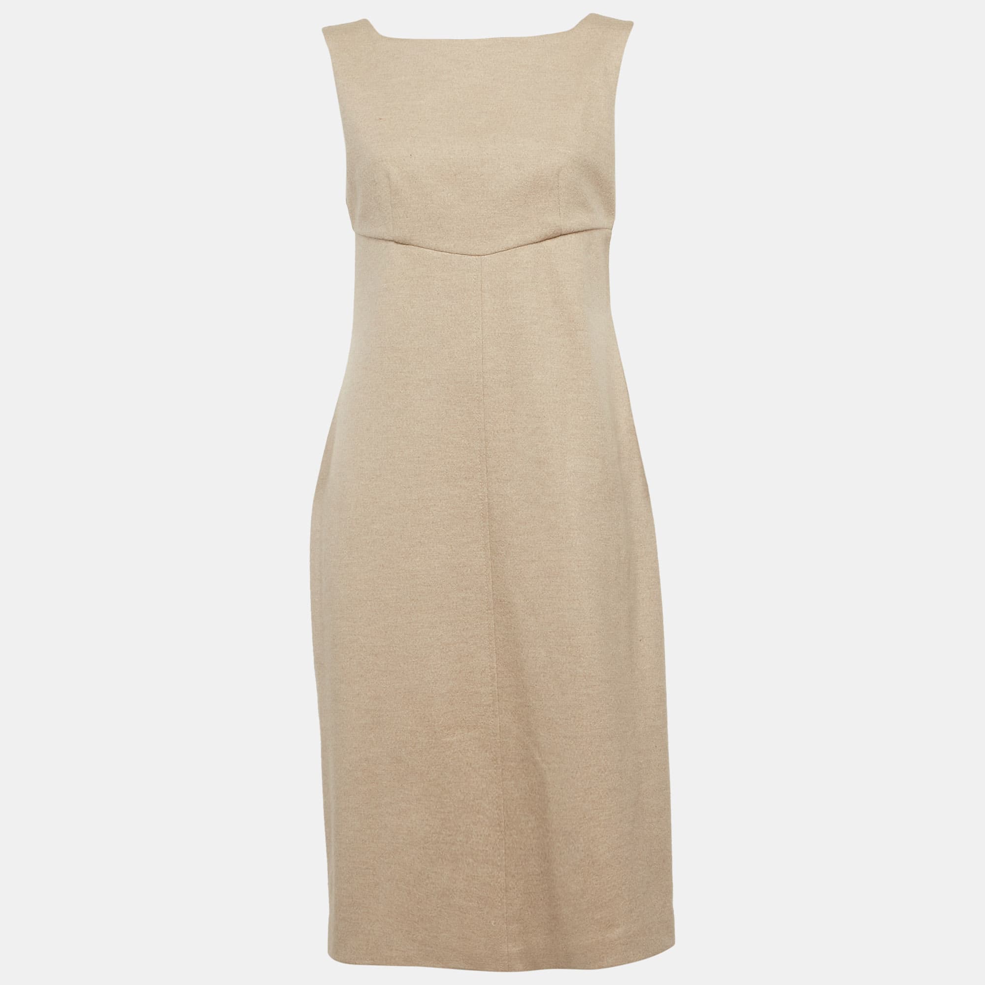 Max Mara Beige Felt A-Line Midi Dress M