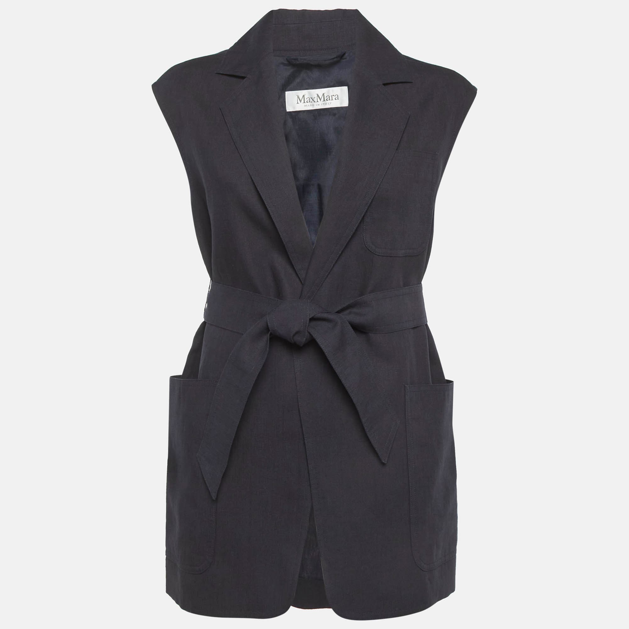 Max Mara Navy Blue Linen Vest XS
