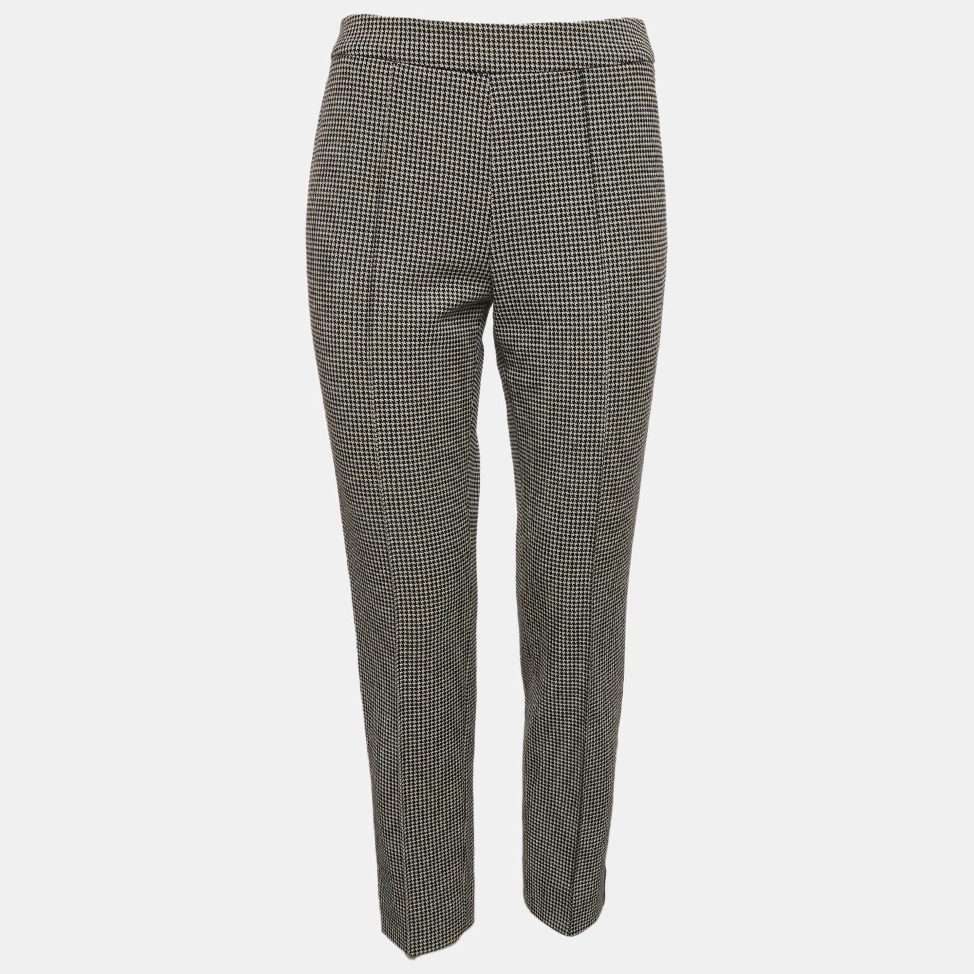 Max Mara Multicolor Houndstooth Wool Blend Trousers M