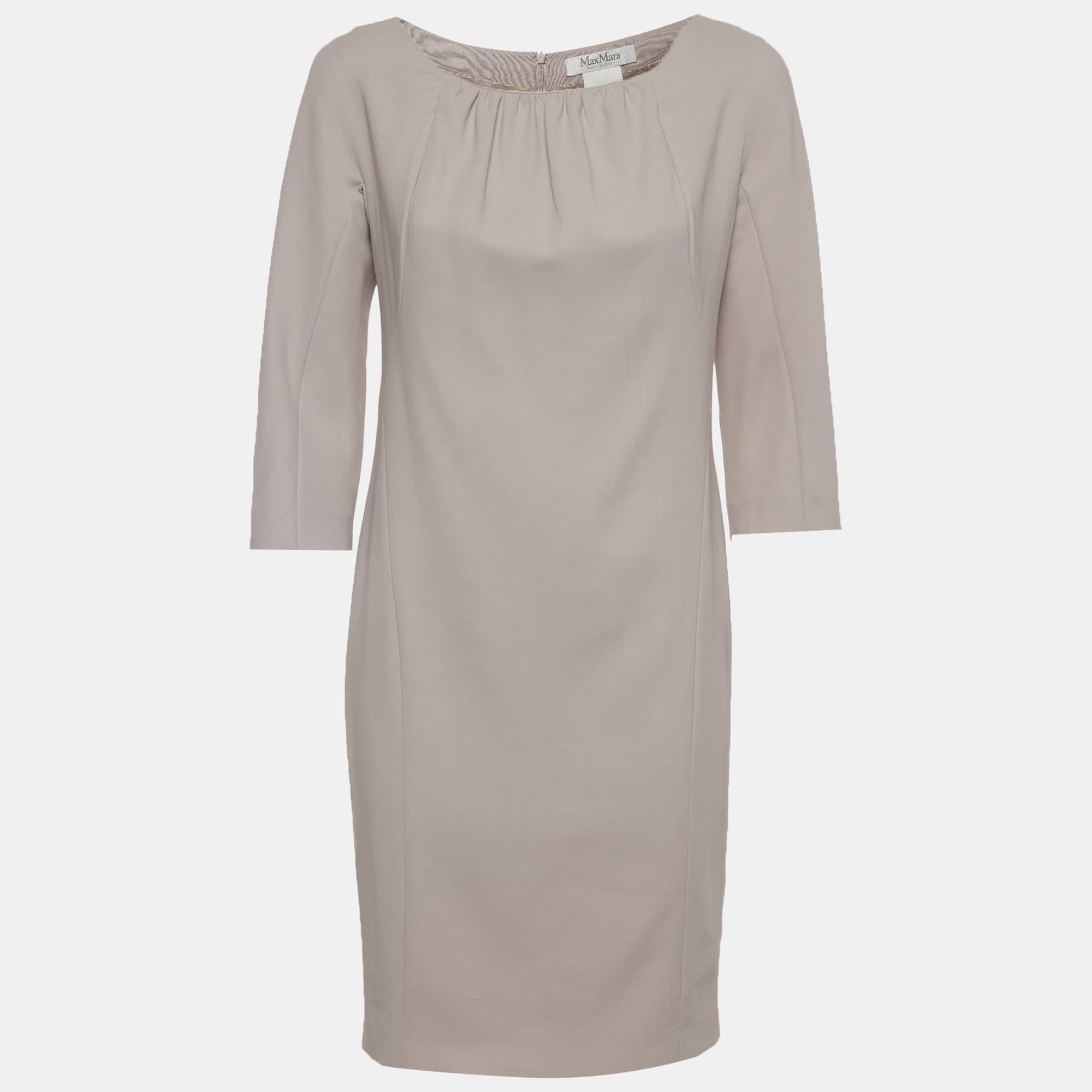 Max Mara Beige Wool Shift Mini Dress S