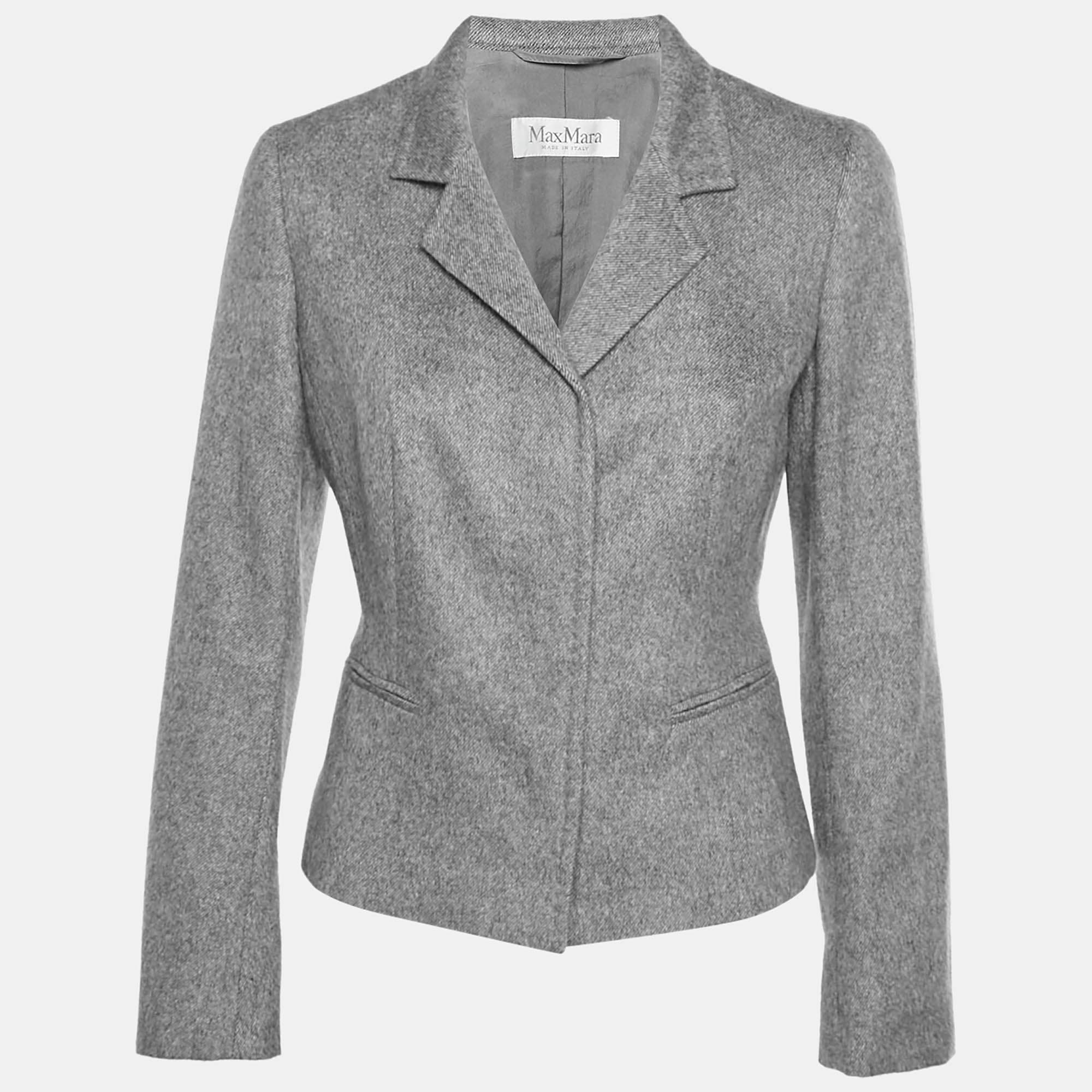 Max Mara Grey Wool Blend Regular Fit Blazer S