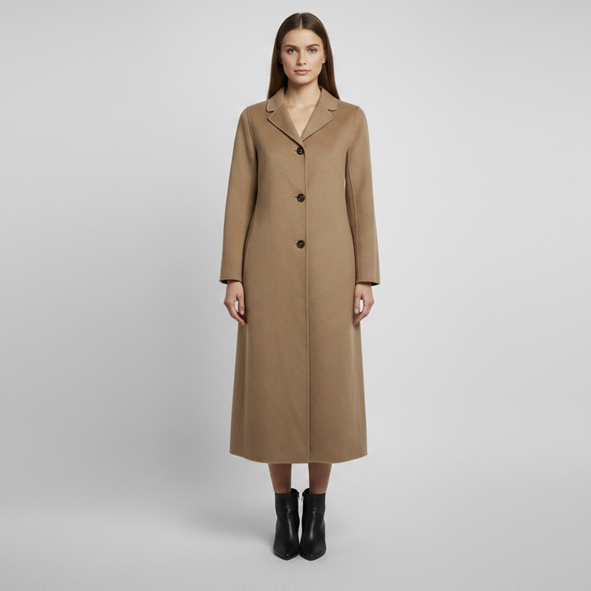 'S Max Mara Brown Wool Blend Felt Single Breasted Coat S