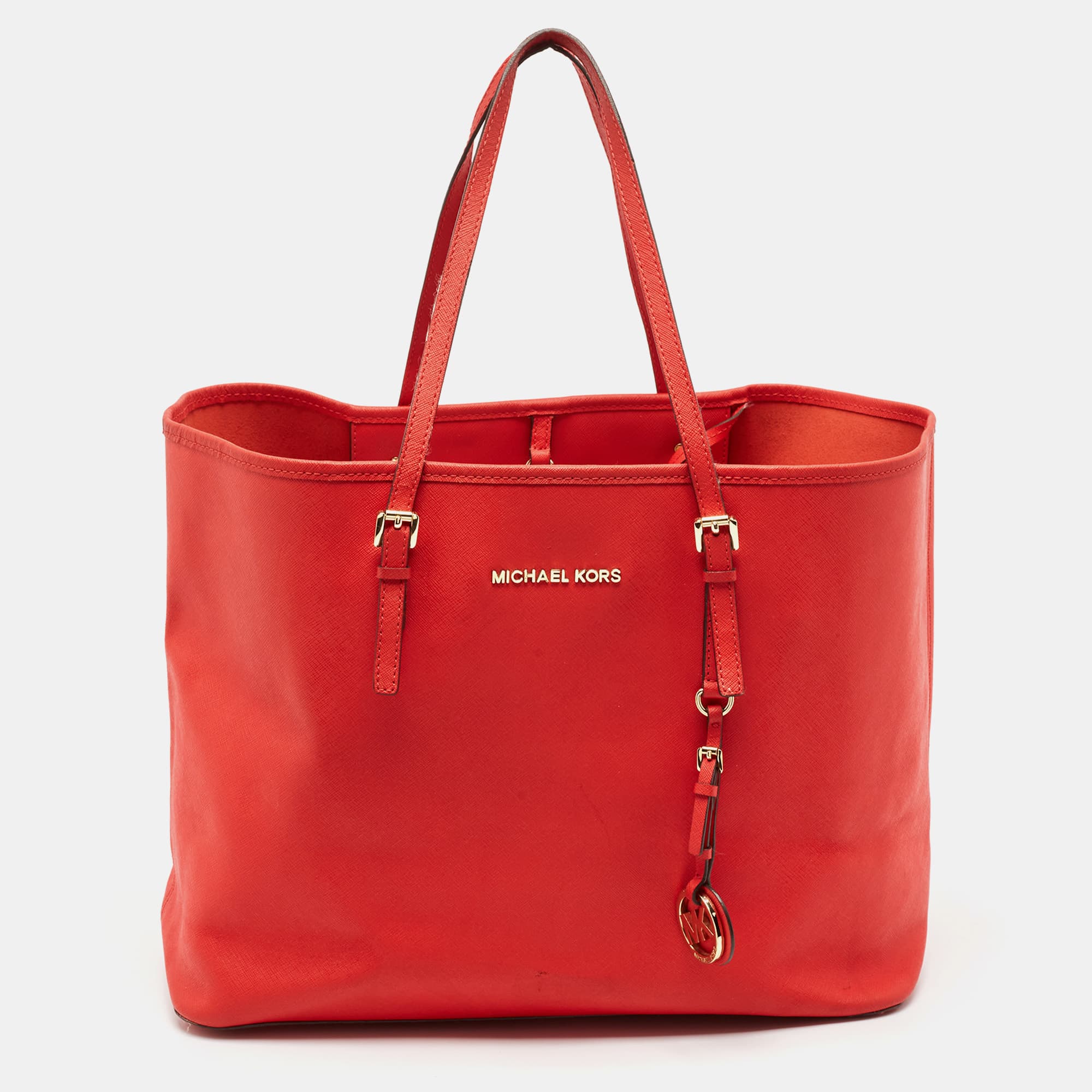 Michael Kors Jet Set Travel Red Leather Tote Bag