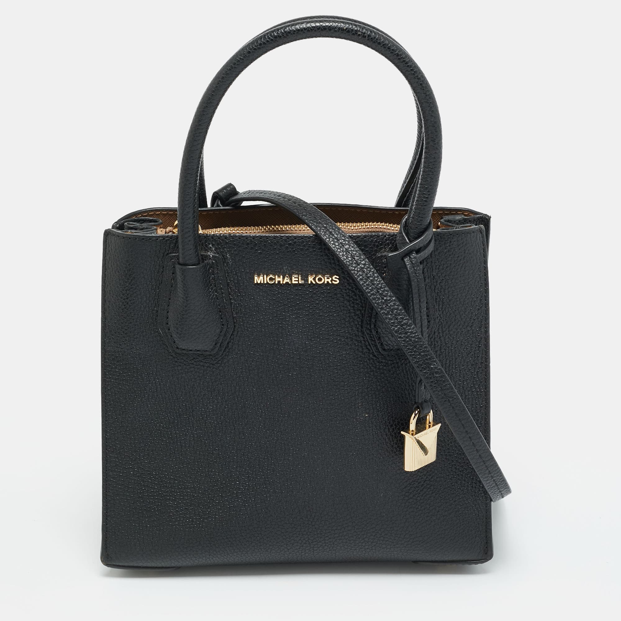 Michael Kors Mercer Small Black Leather Tote Bag
