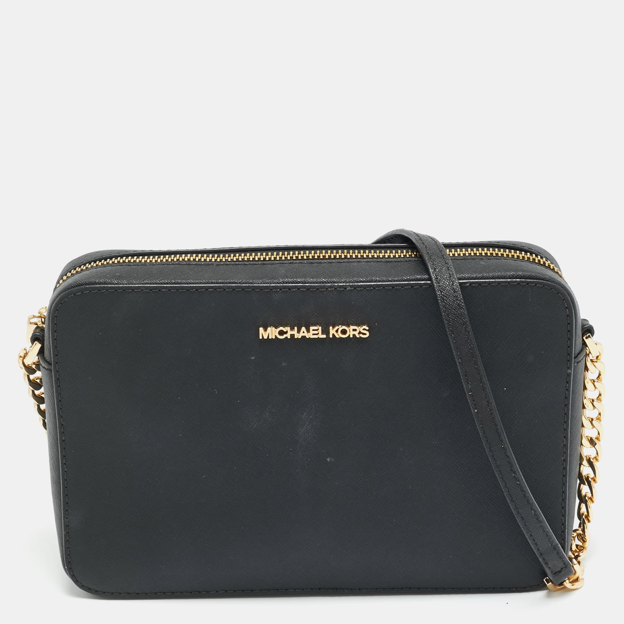 Michael Kors Jet Set Black Saffiano Leather Crossbody Bag