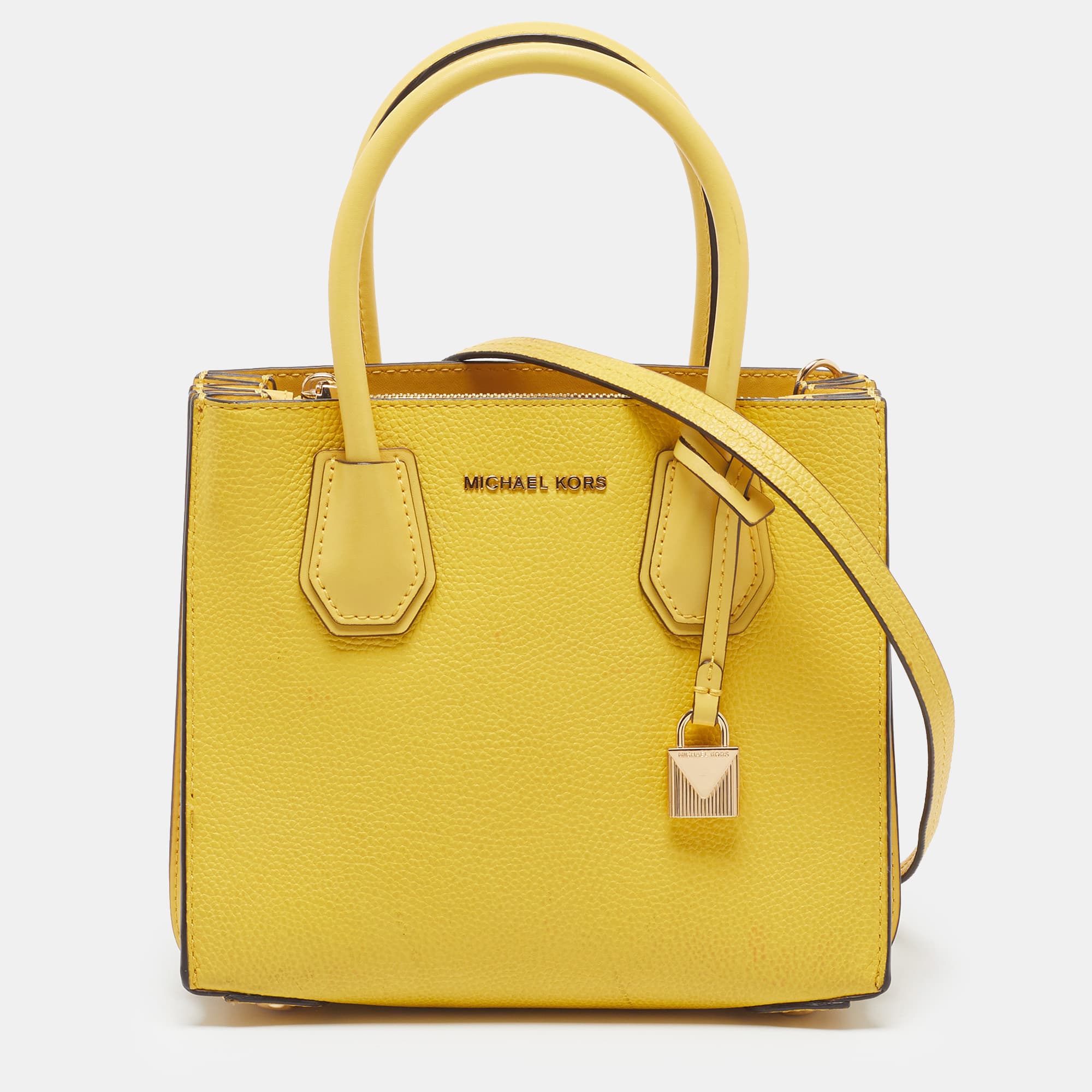 Michael Kors Mercer Medium Yellow Leather Tote
