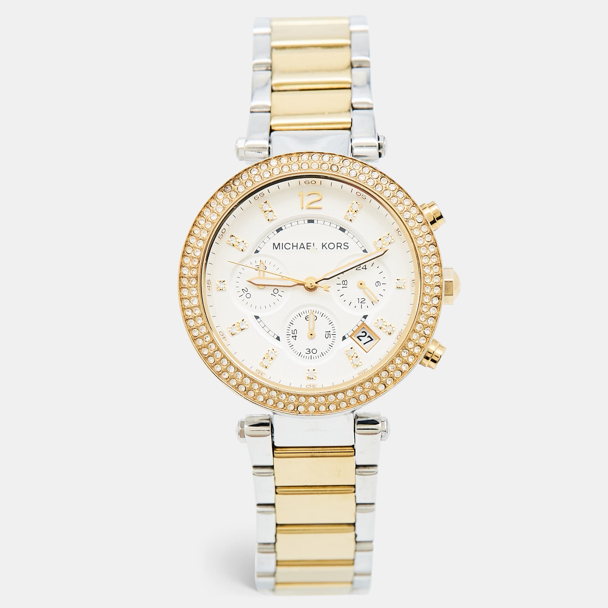 Michael Kors Parker MK5626 Silver White Dial Two-Tone Stainless Steel Women's Wristwatch 39 mm