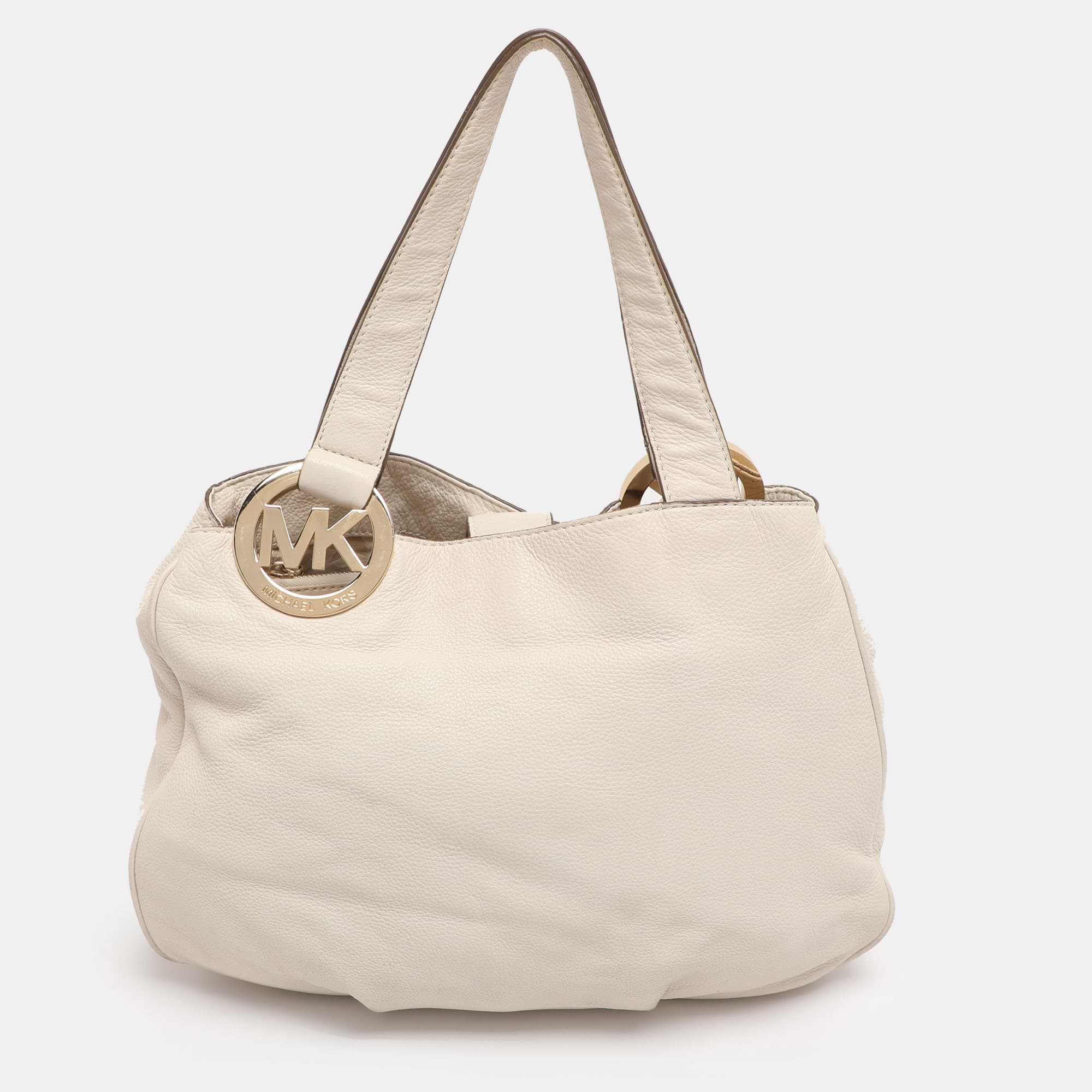 MICHAEL Michael Kors White Leather Fulton East West Tote