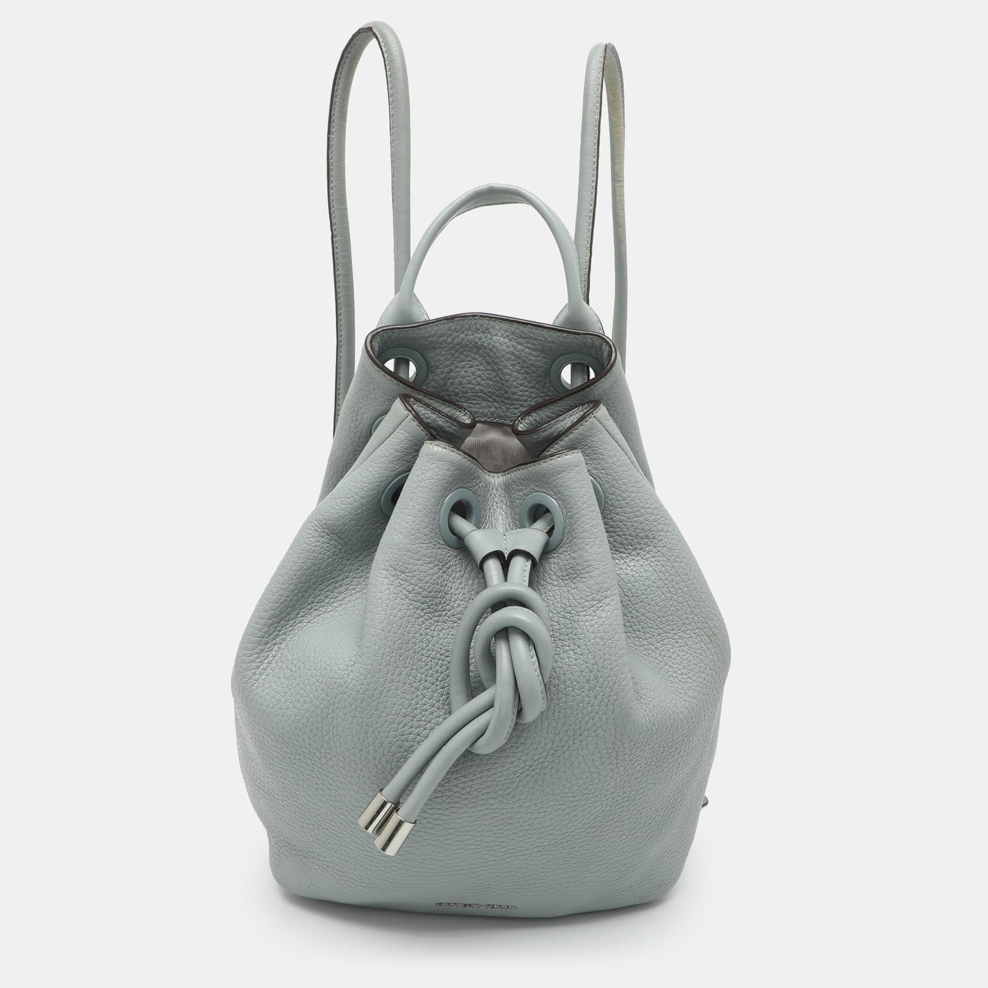 MICHAEL Michael Kors Dalia Powder Blue Leather Drawstring Backpack