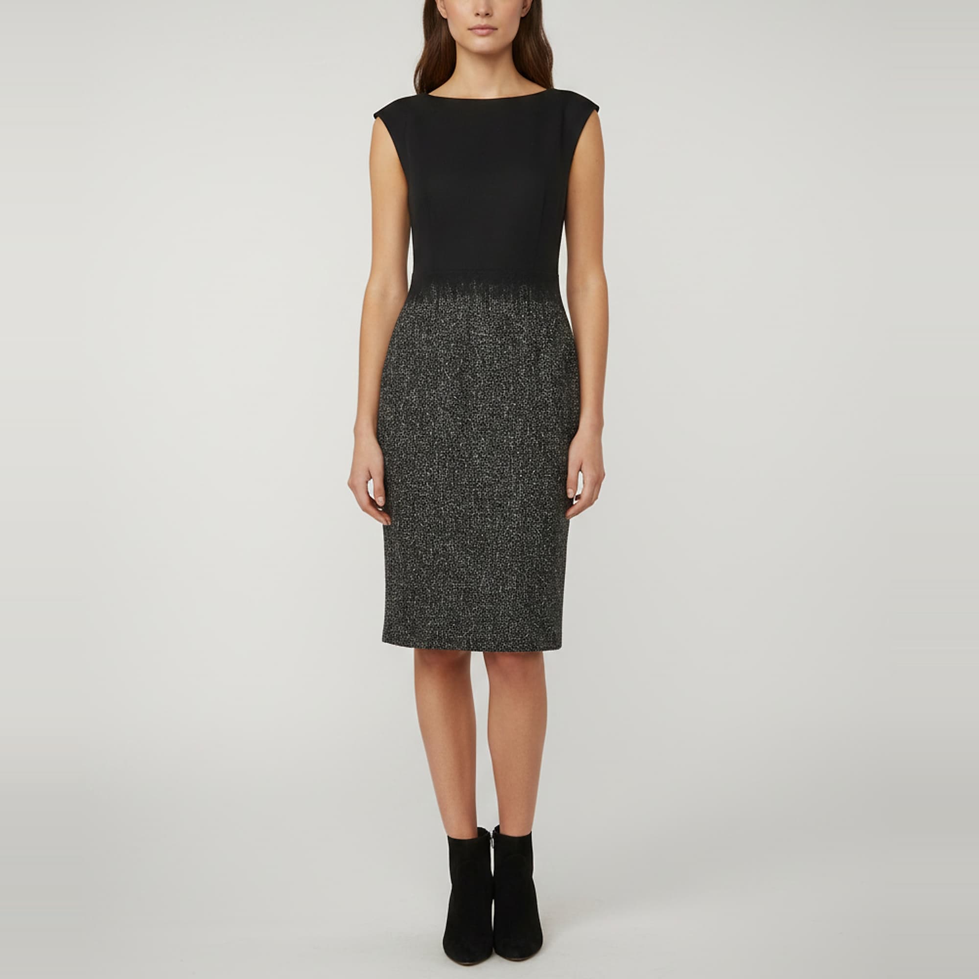 Escada Black Wool Sleeveless Midi Dress M