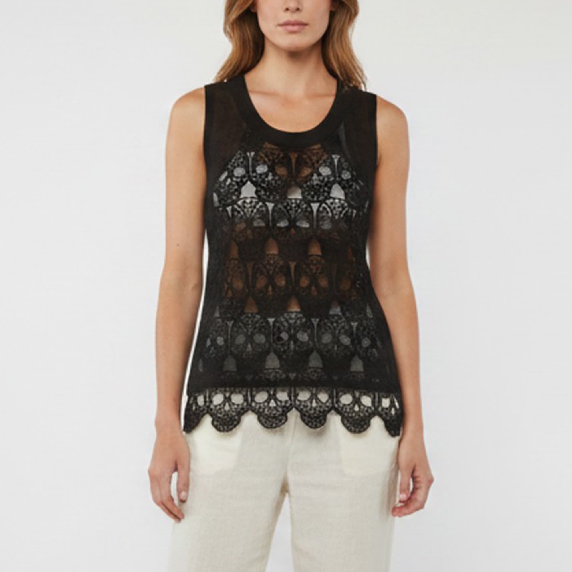 Philipp Plein Couture Black Jersey Sheer Tank Top M