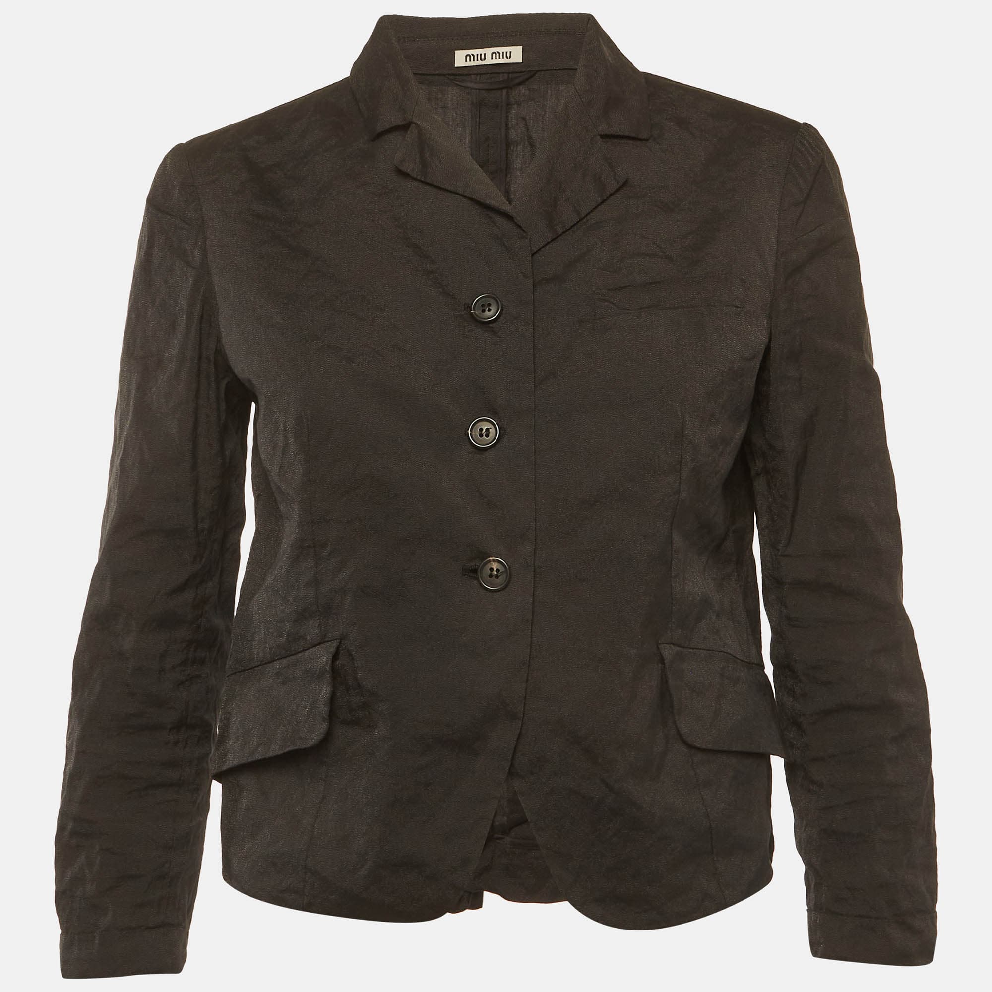 Miu Miu Black Metallic Cotton Shirt M