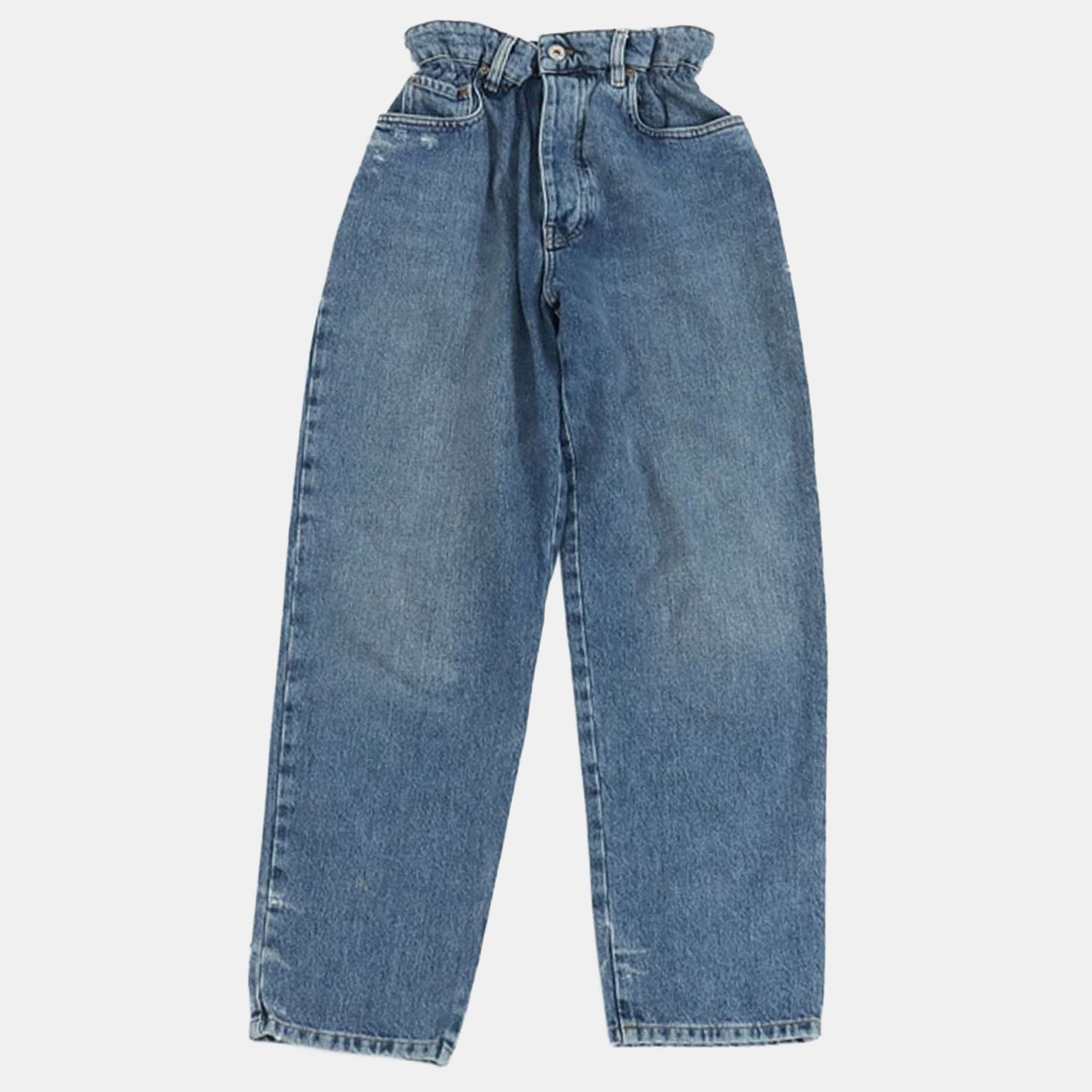 Miu Miu Blue Denim Gatherer Waist Pants Size S